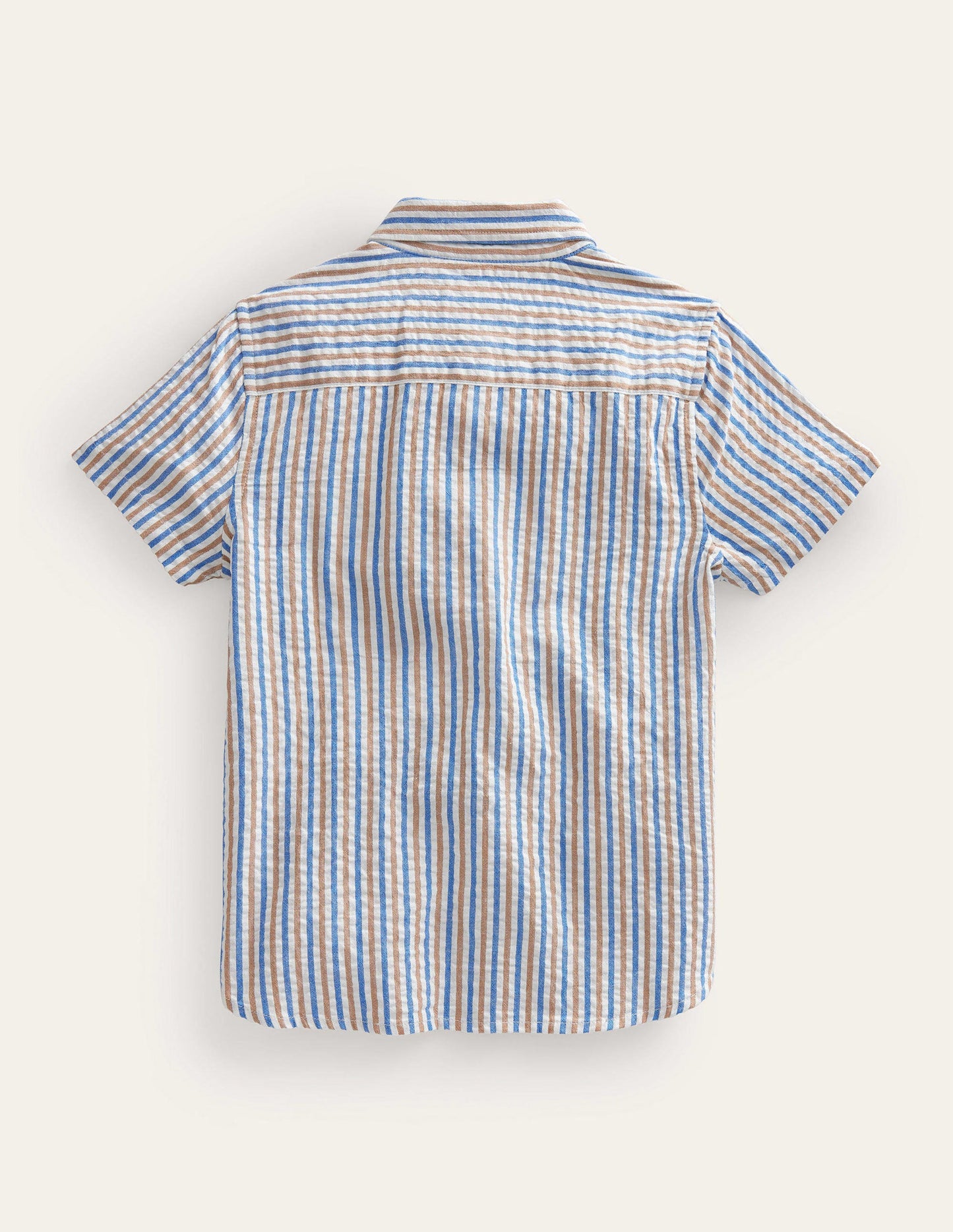 Seersucker Shirt-Blue and Brown Stripe