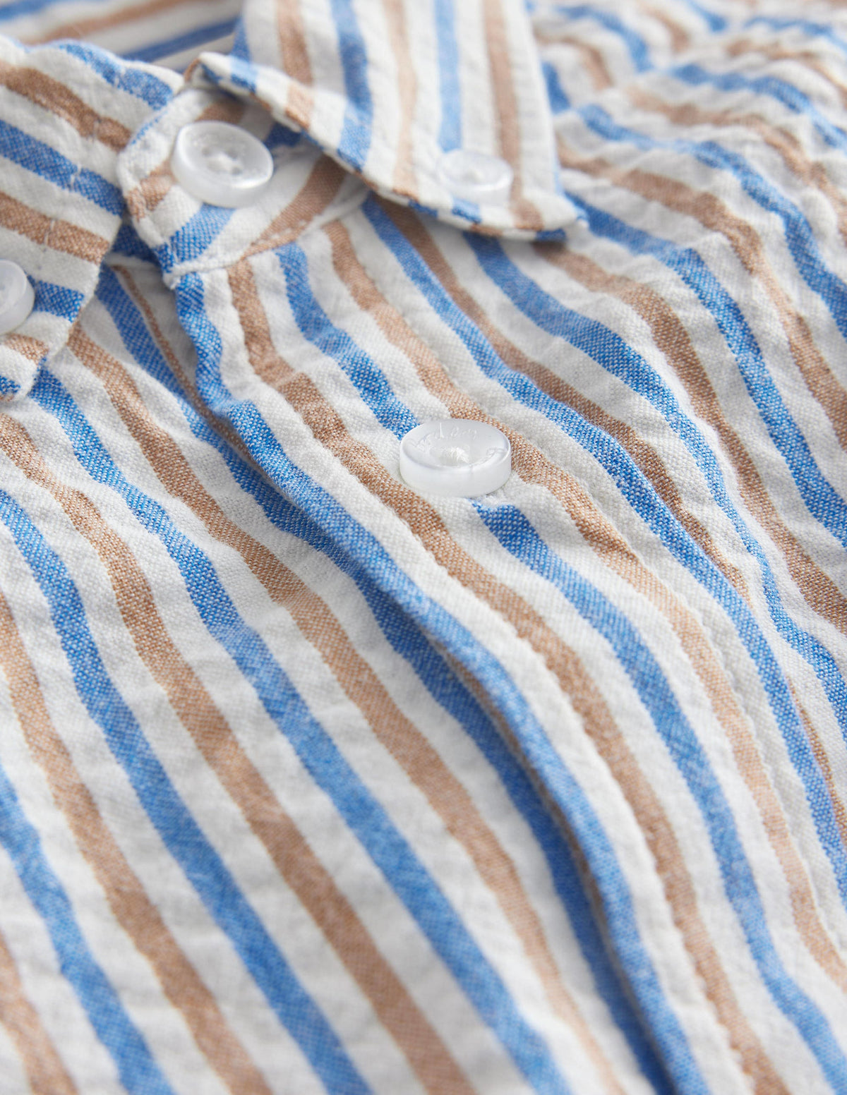 Seersucker Shirt-Blue and Brown Stripe - Image 3