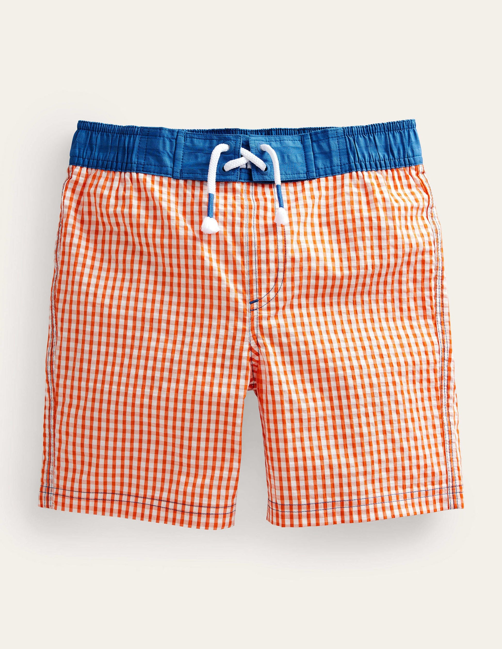 Board Shorts-Coral and Ivory Gingham-1