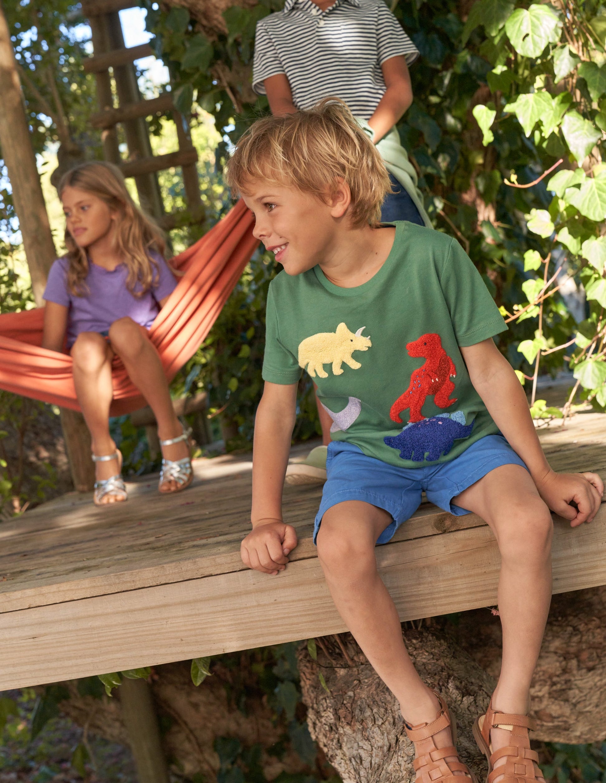 Dinosaur-Print Bouclé T-Shirt-Rosemary Dinosaurs-4
