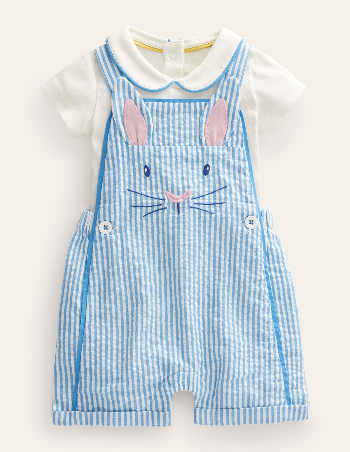 Nostalgic Bunny Playset-Ivory/Bright Bluebell Ticking-1