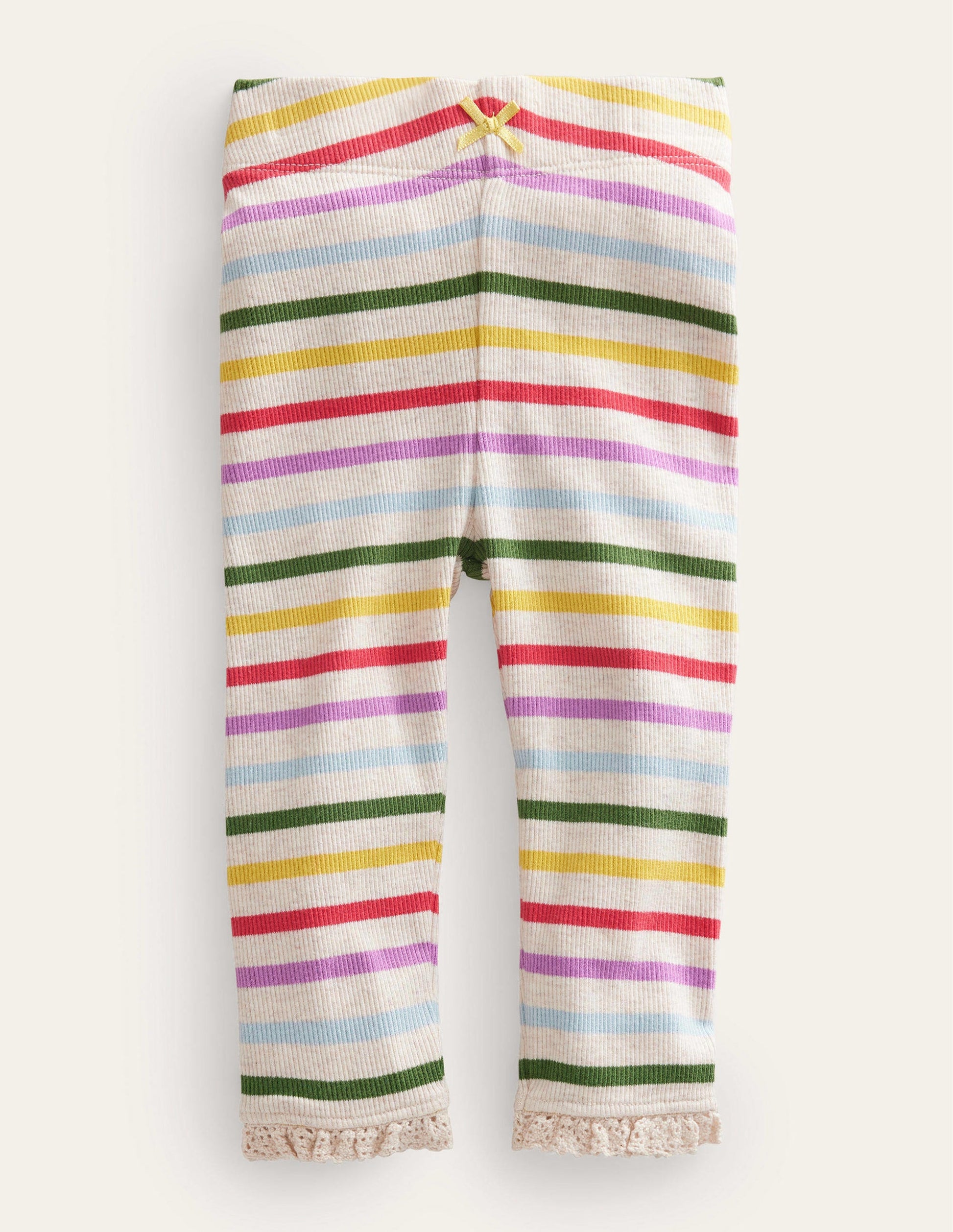 Ribbed Lace Leggings-Rainbow Stripe-1