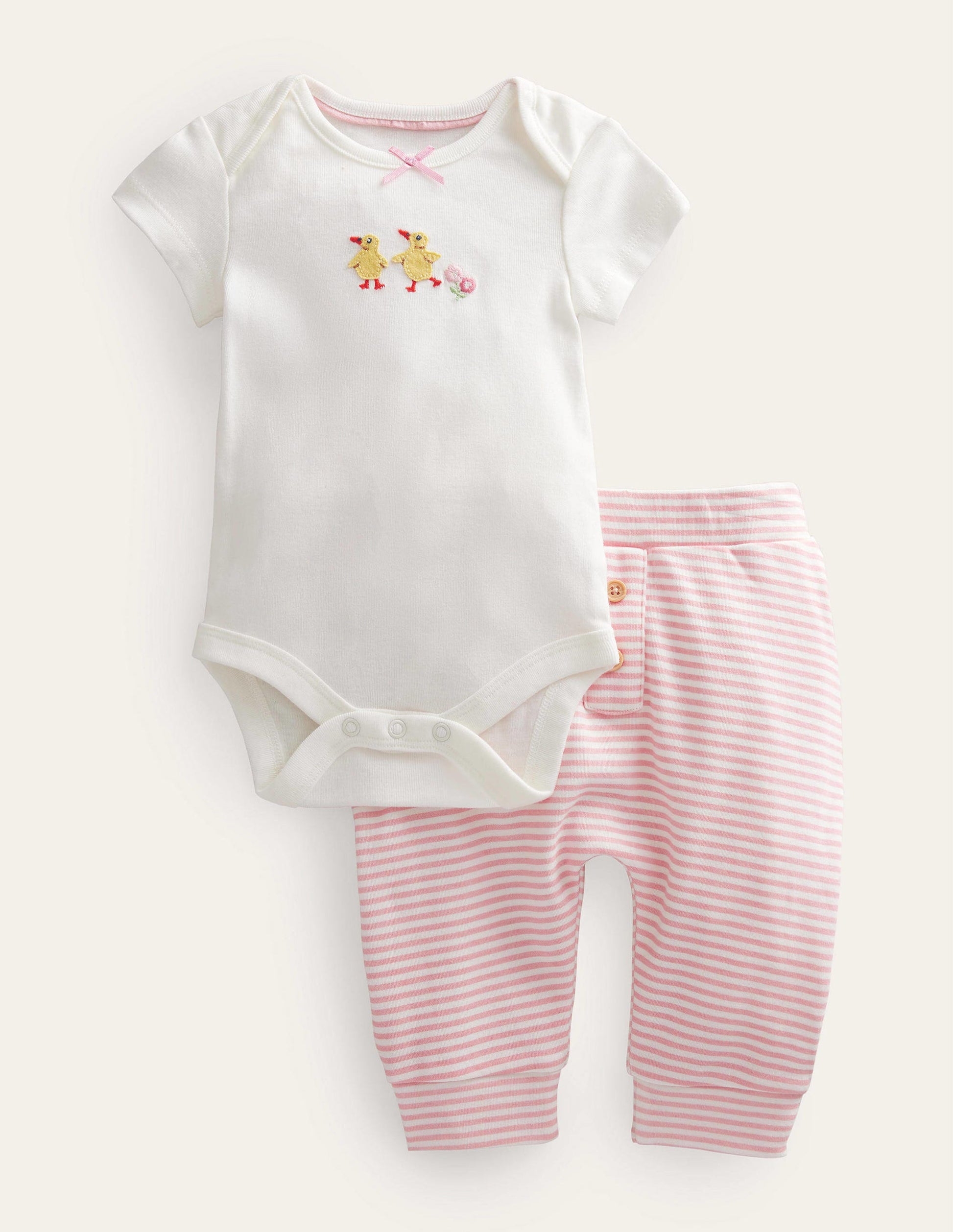 GOTS Body & Legging Set-Ivory Chicks-1