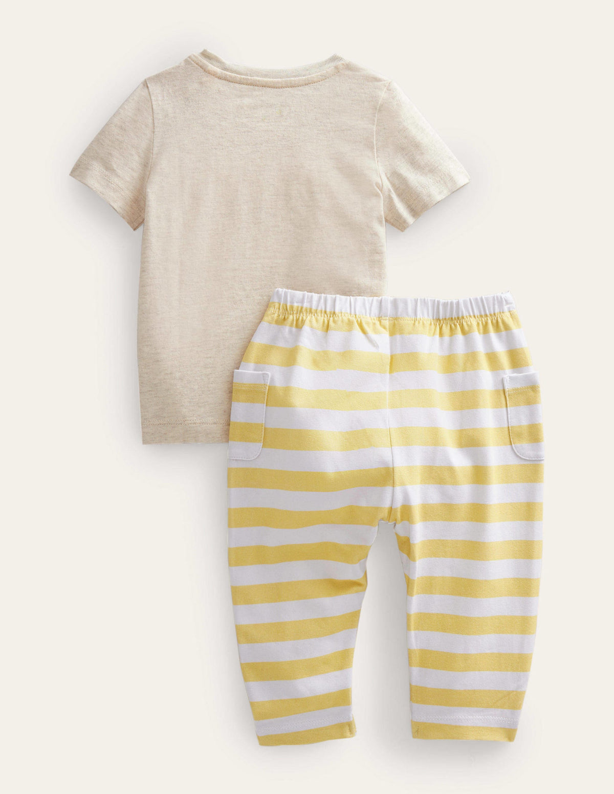 Appliqué Top and Bottom Set-Oatmeal Marl Rainbow Suns-2