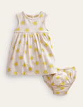 Sleeveless Jersey Dress-Oatmeal Marl Rainbow Suns