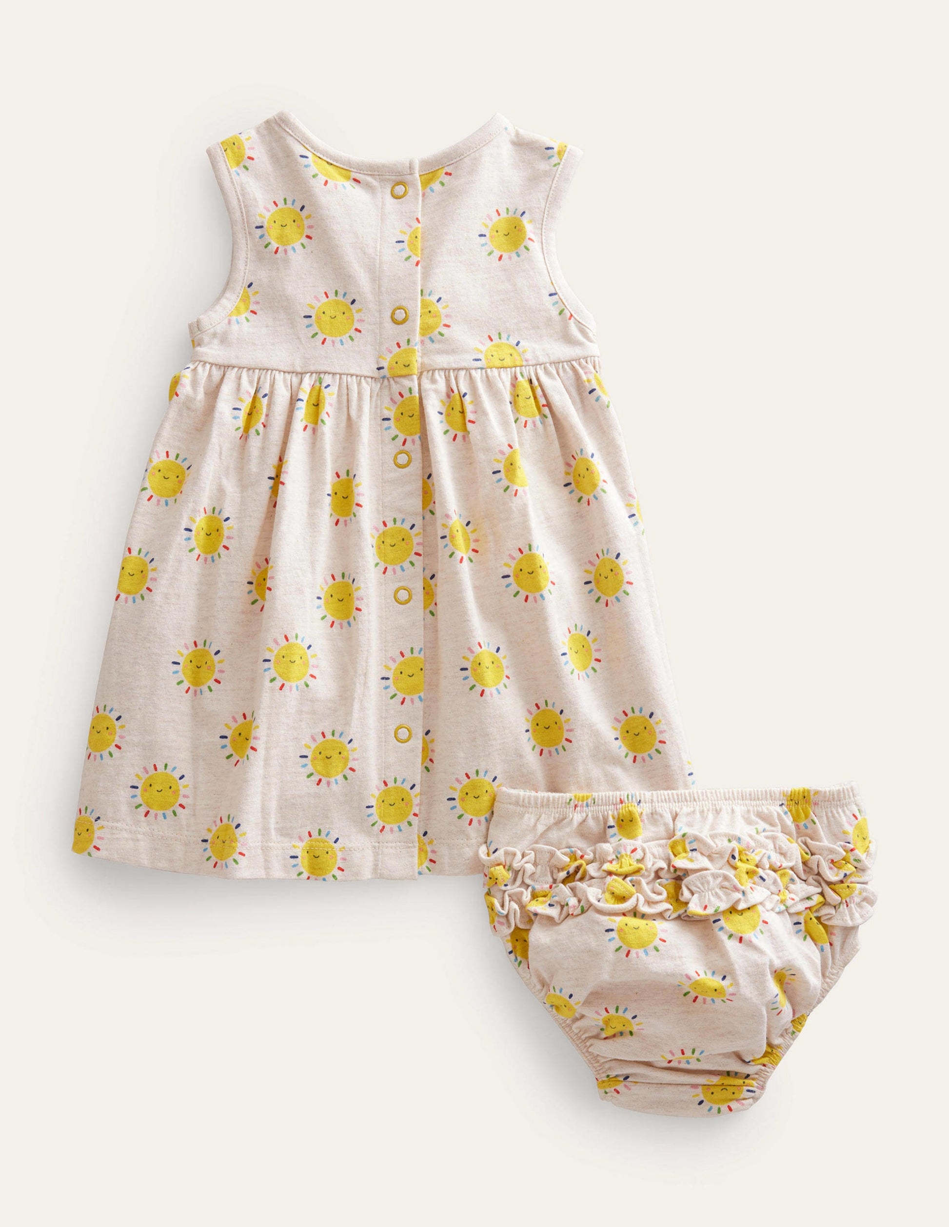Sleeveless Jersey Dress-Oatmeal Marl Rainbow Suns-2