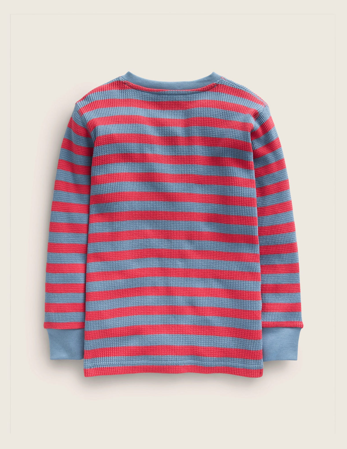 Waffle Henley T-Shirt-Jam/Pebble Blue-2
