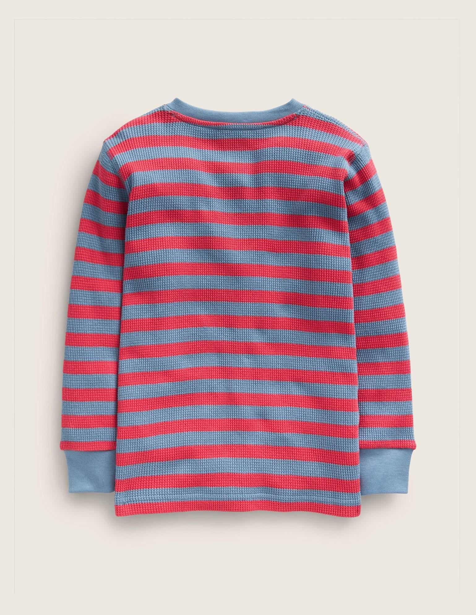 Waffle Henley T-Shirt-Jam/Pebble Blue - Image 2