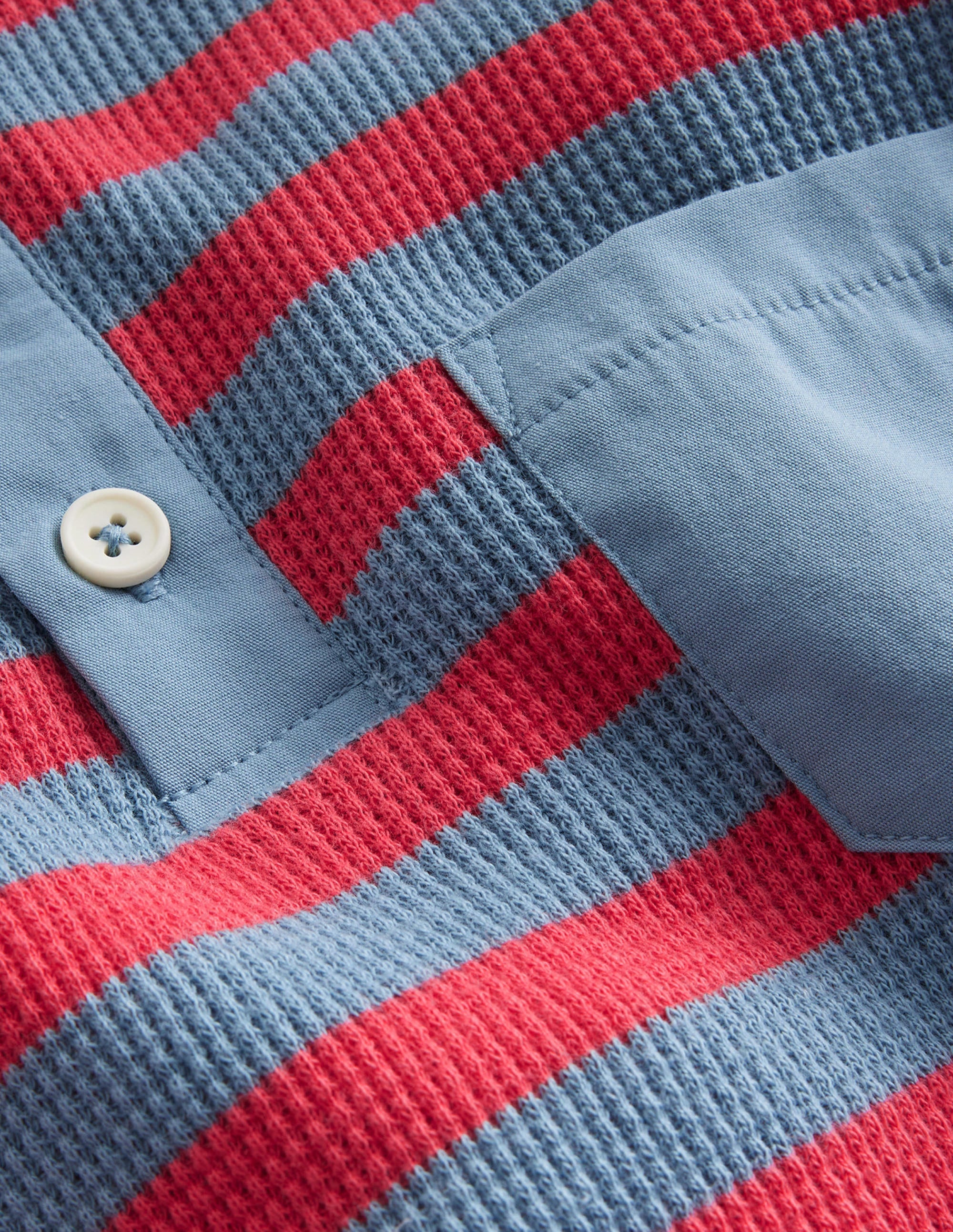 Waffle Henley T-Shirt-Jam/Pebble Blue - Image 3