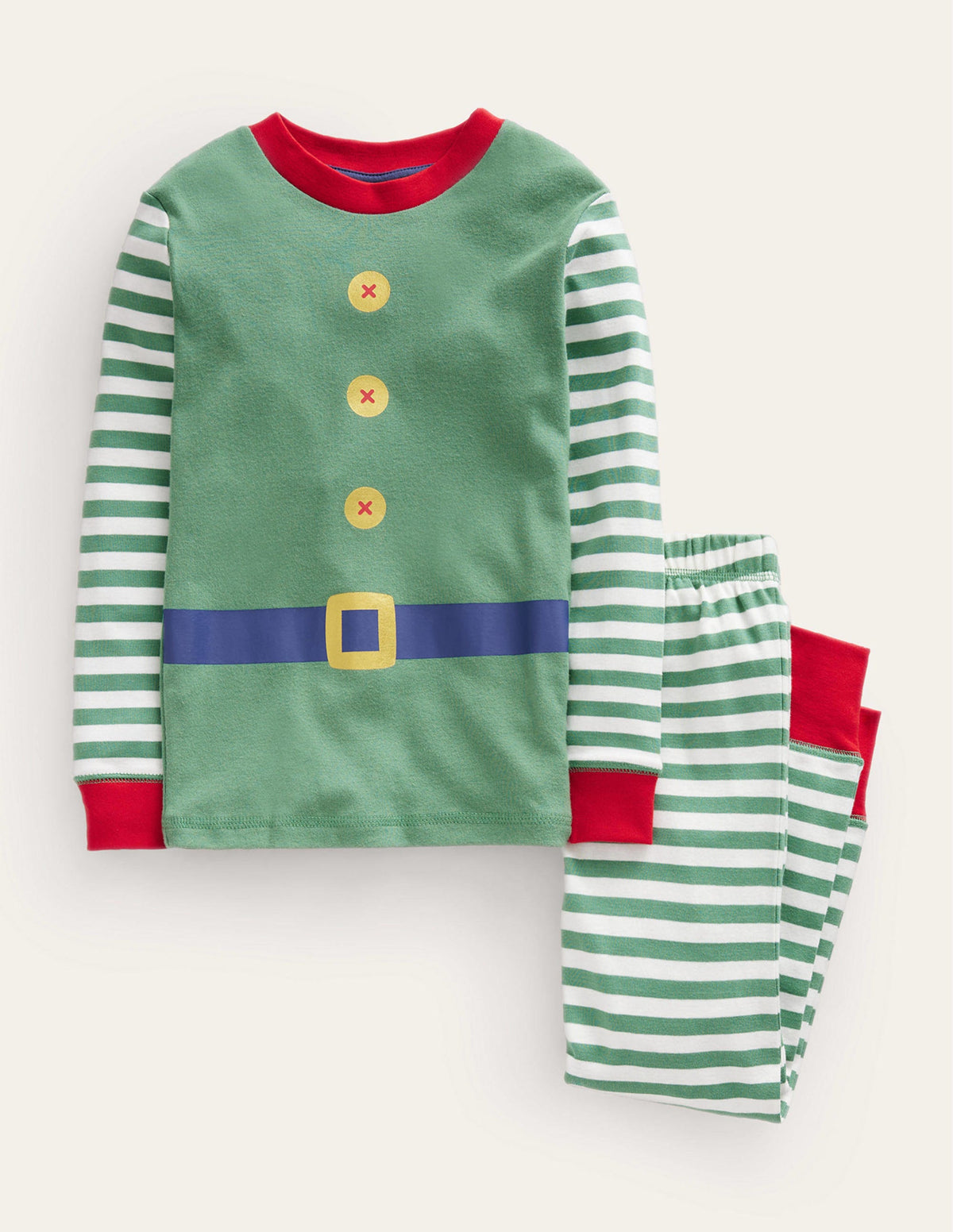 Snug Long John Pajamas-Green Elf - Image 1