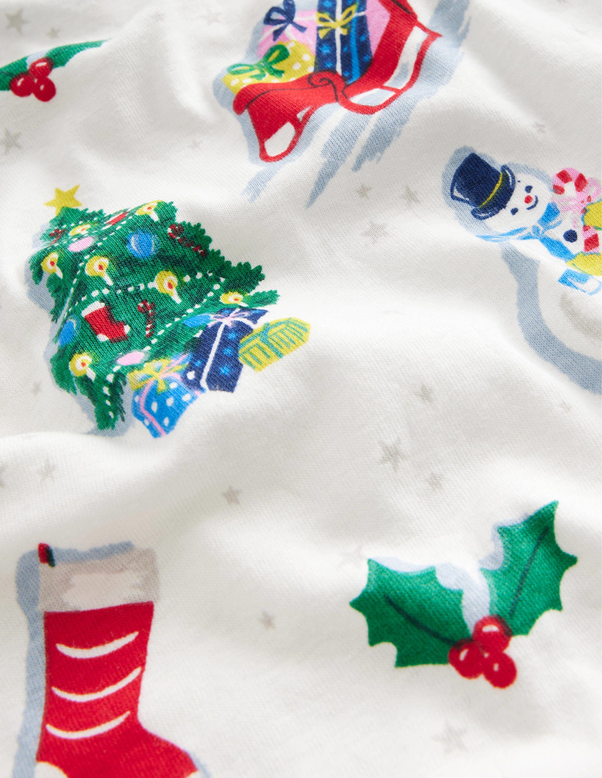 Snug Long John Pajamas-Ivory Festive Fun - Image 3