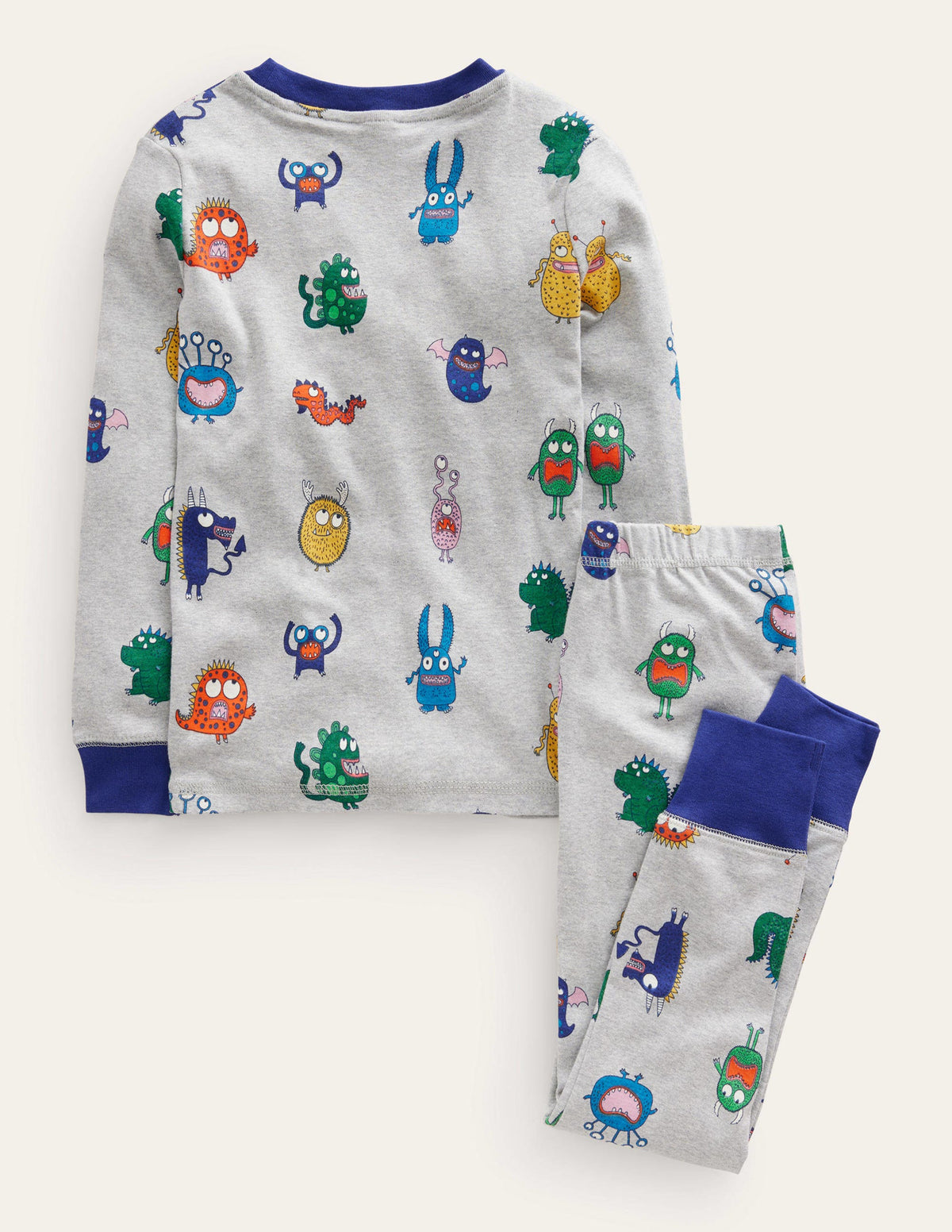 Snug Long John Pajamas-Grey Marl Monsters - Image 2