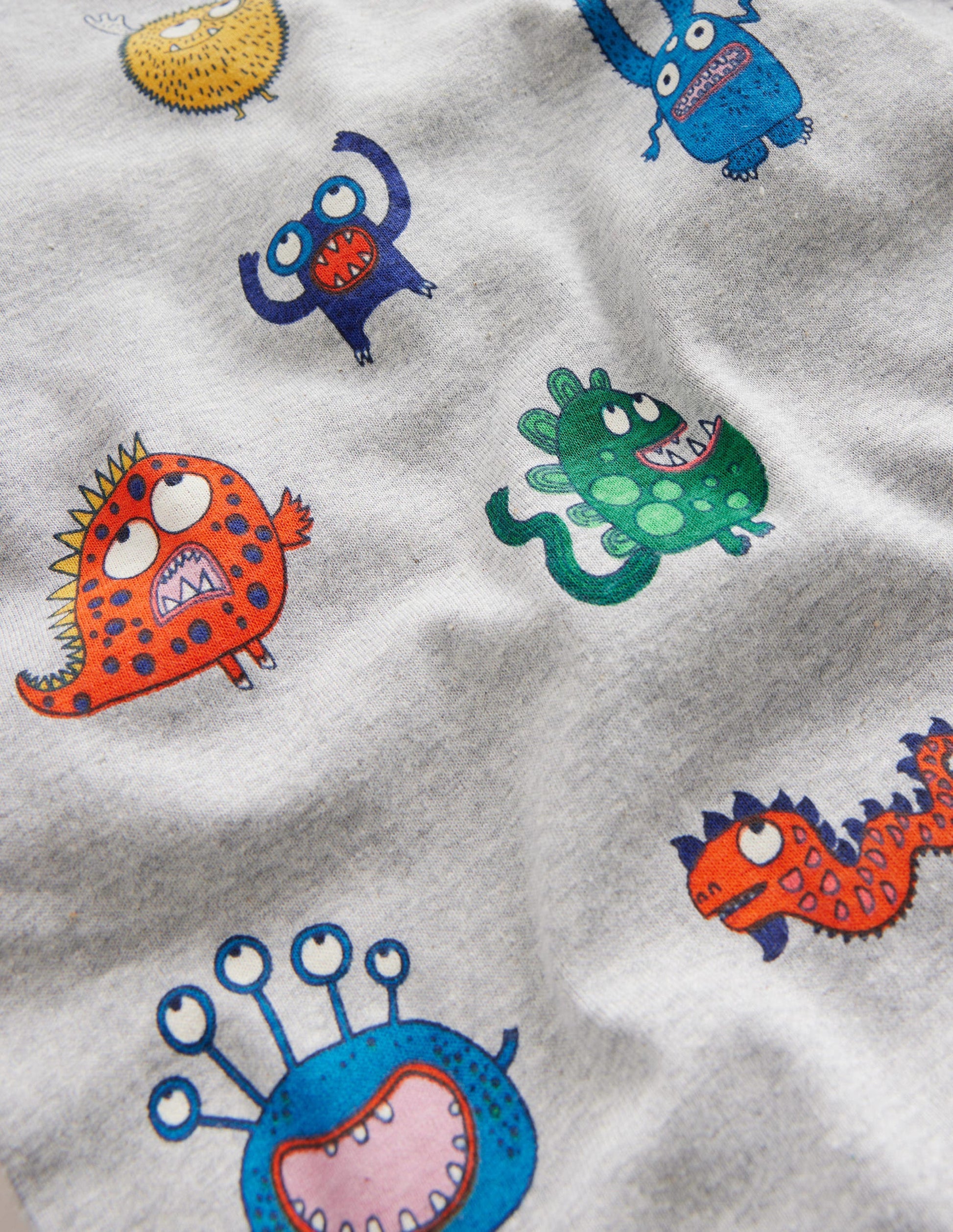 Snug Long John Pajamas-Grey Marl Monsters-3