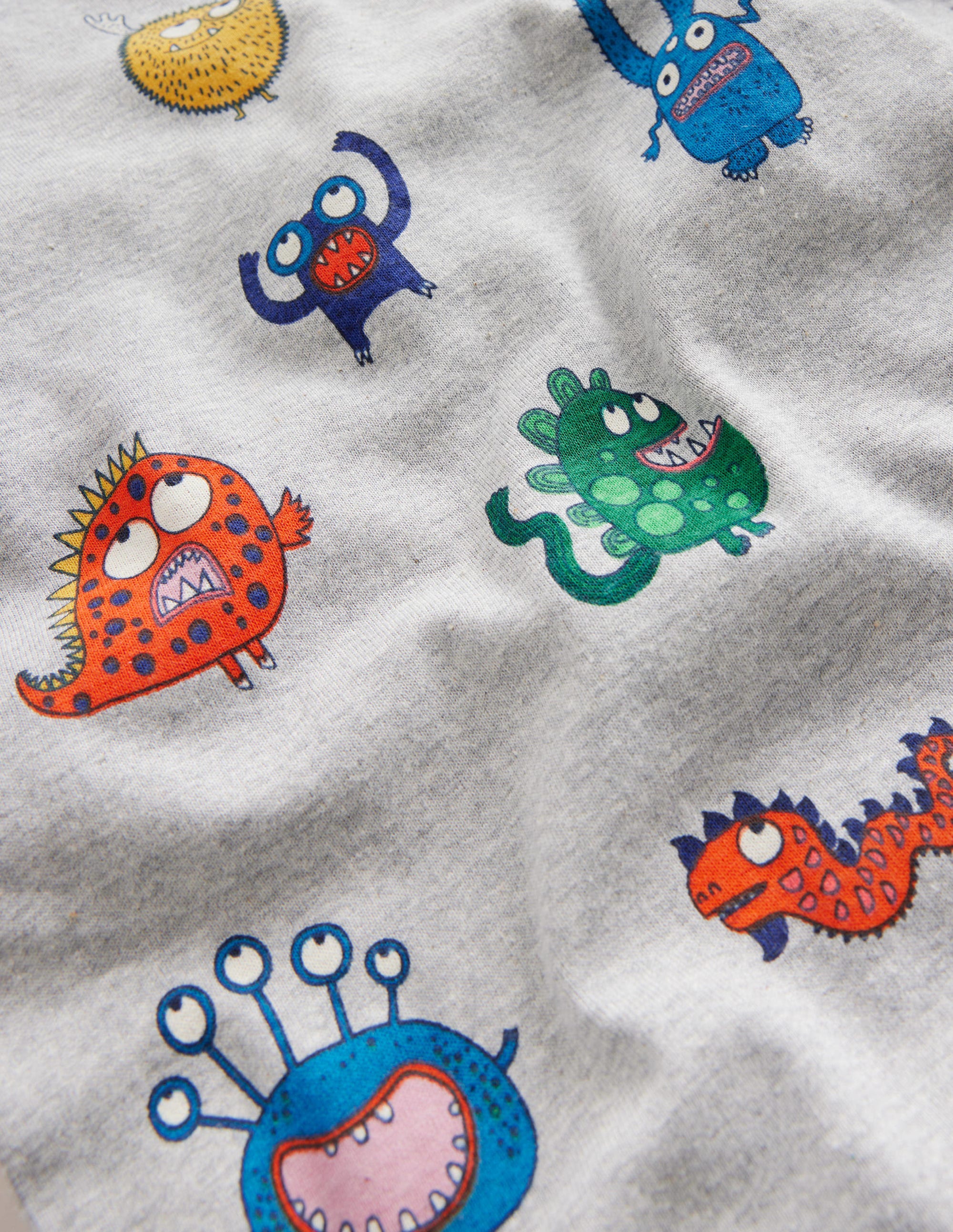 Snug Long John Pajamas-Grey Marl Monsters - Image 3
