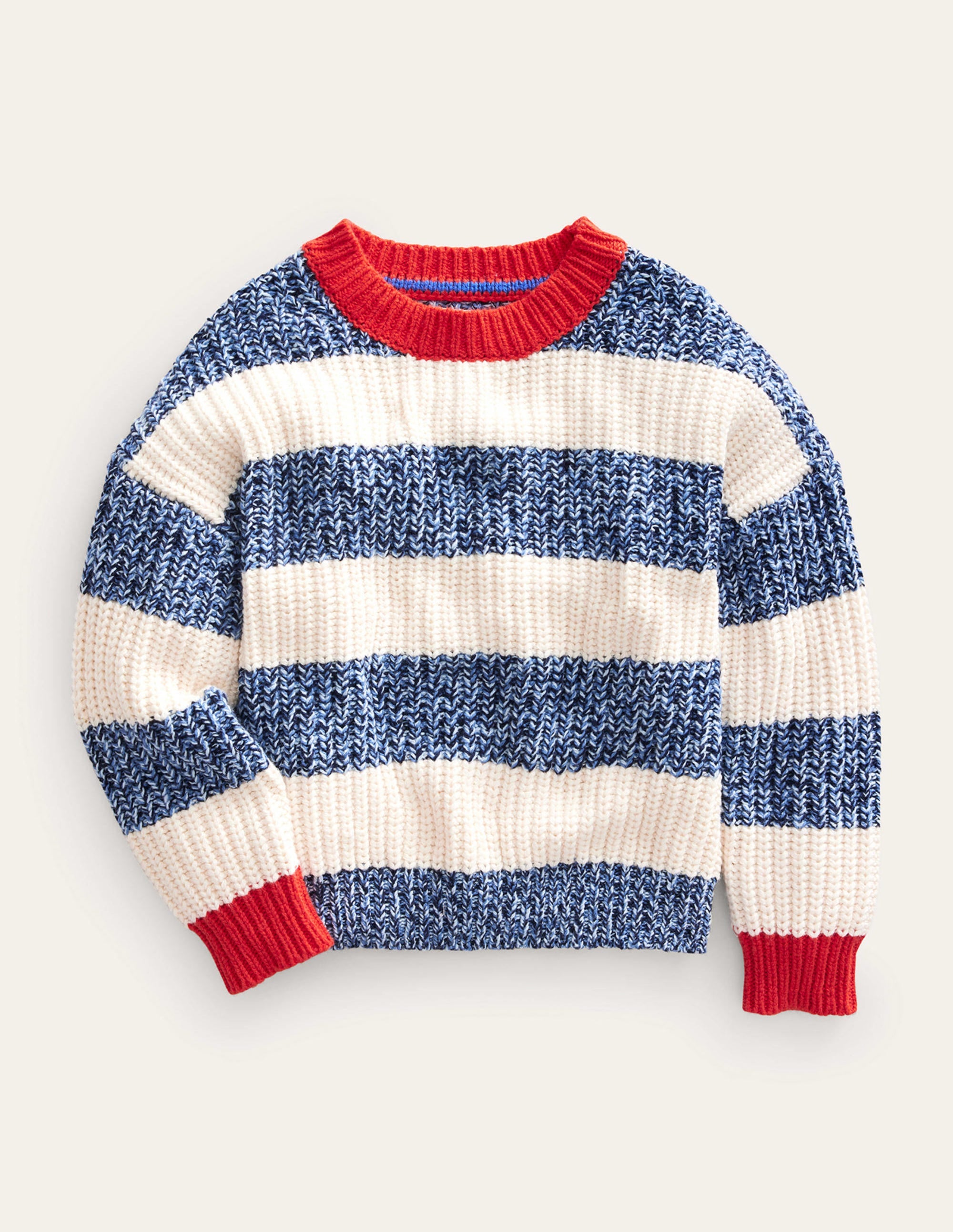 Ribbed Stripe Sweater-Navy Twist/Ecru Marl - Image 1
