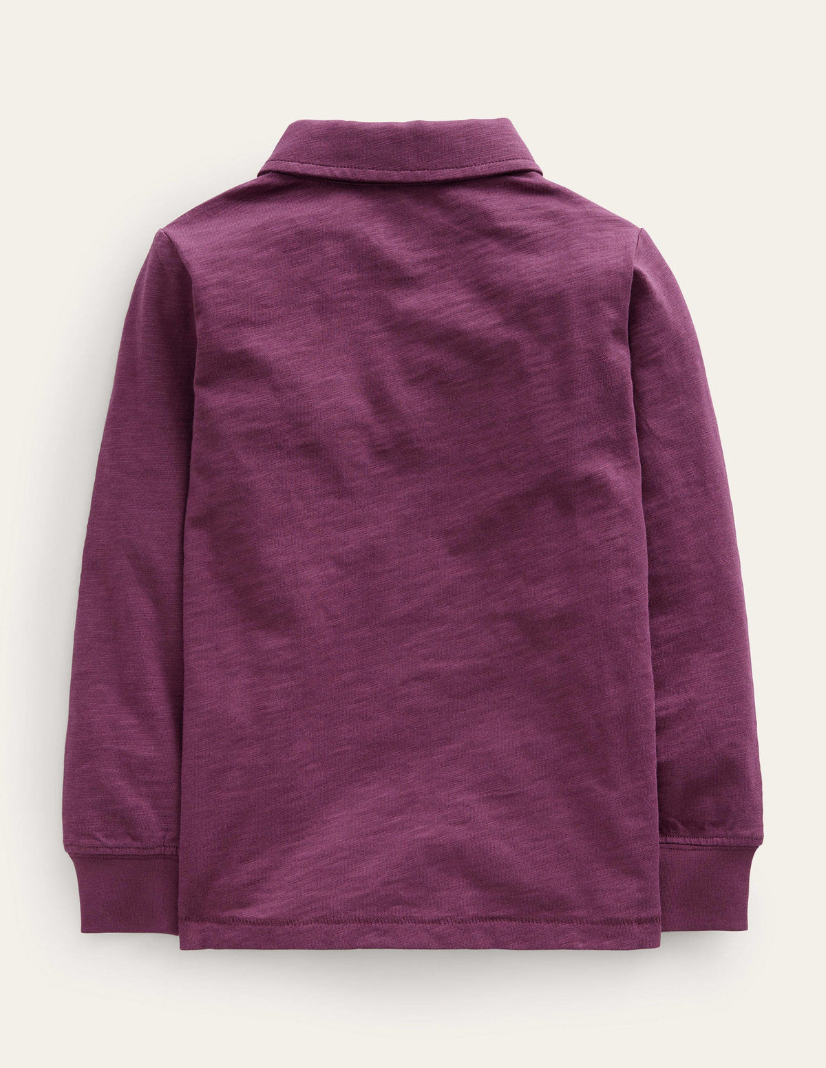 Slubbed Long-Sleeve Polo Shirt-Berry - Image 2