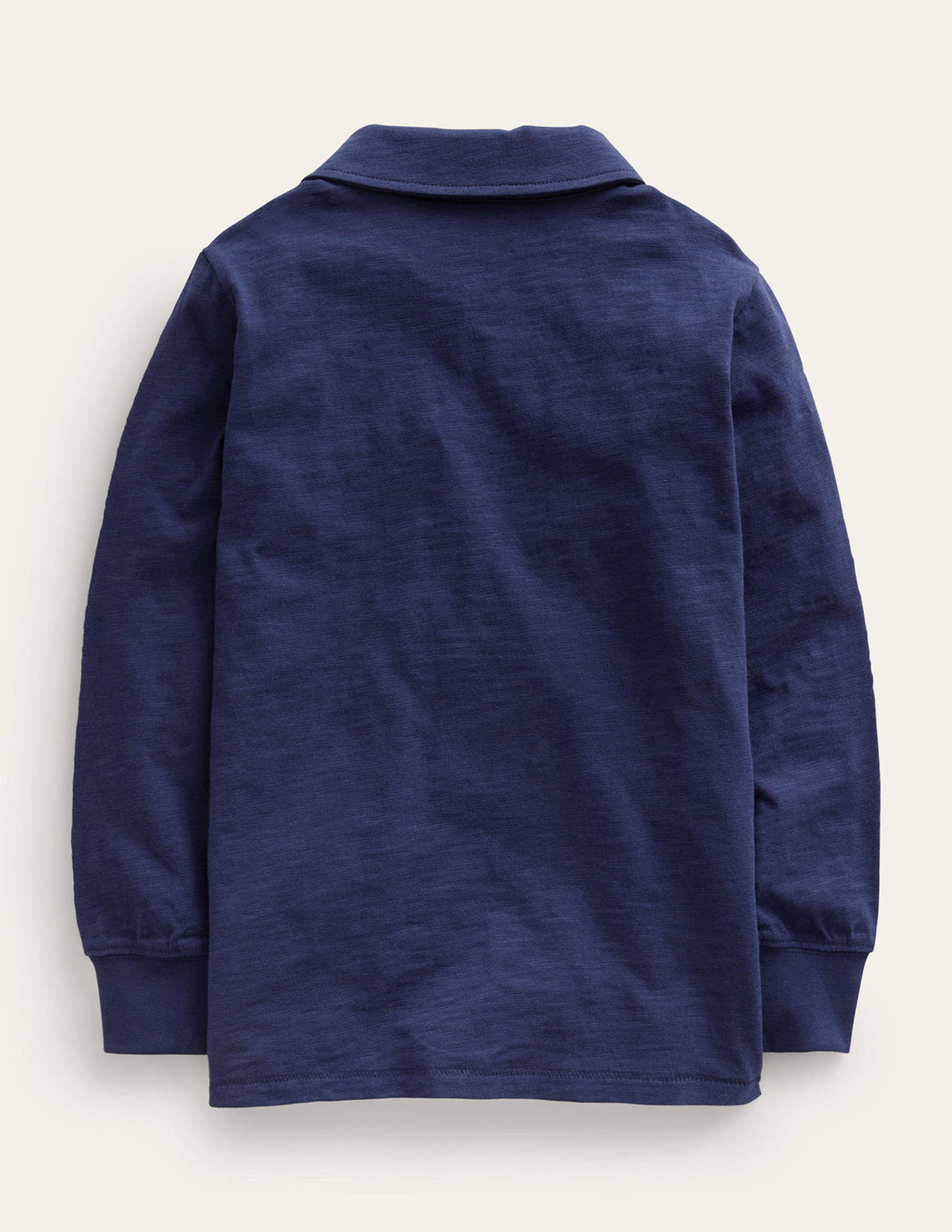 Slubbed Long-Sleeve Polo Shirt-College Navy-2