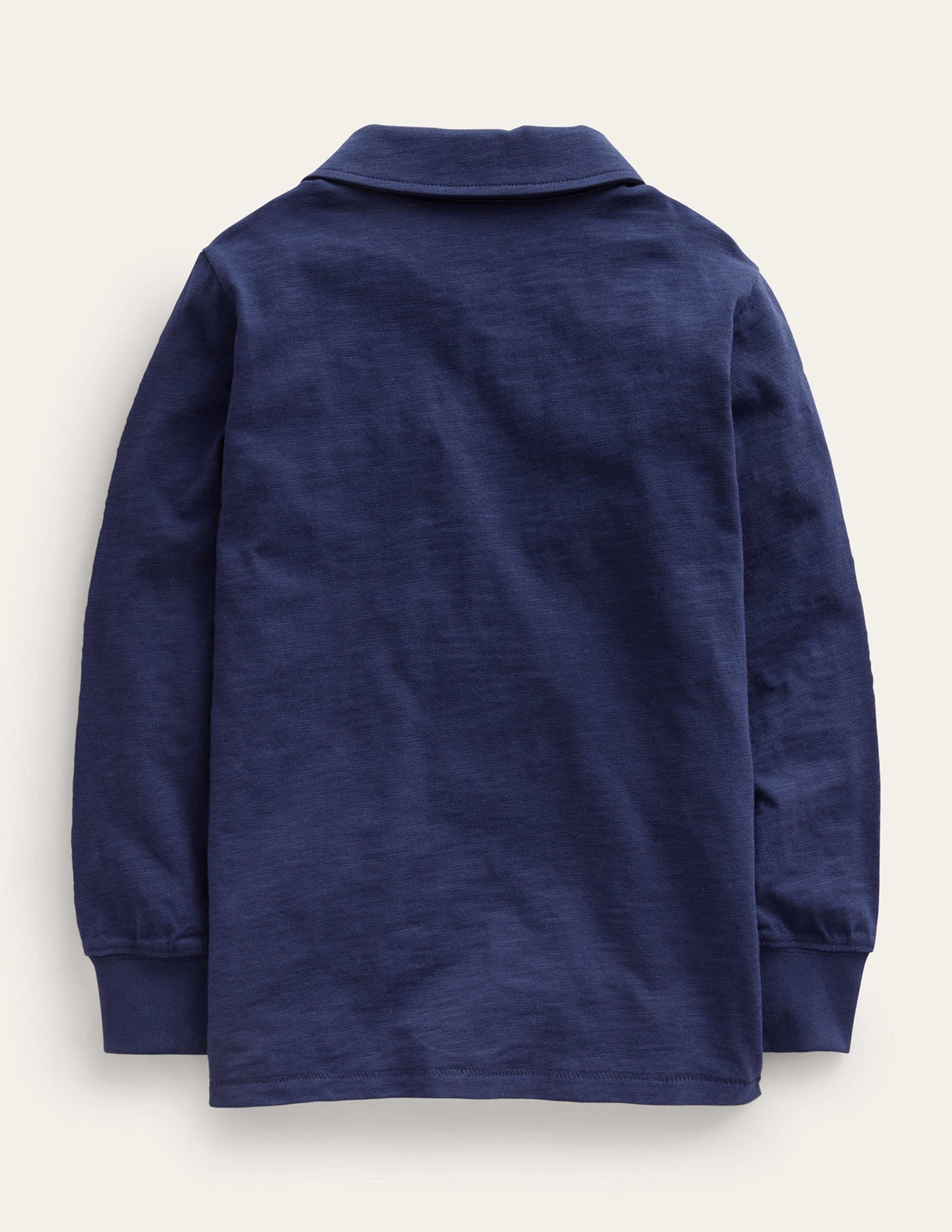Slubbed Long-Sleeve Polo Shirt-College Navy - Image 2