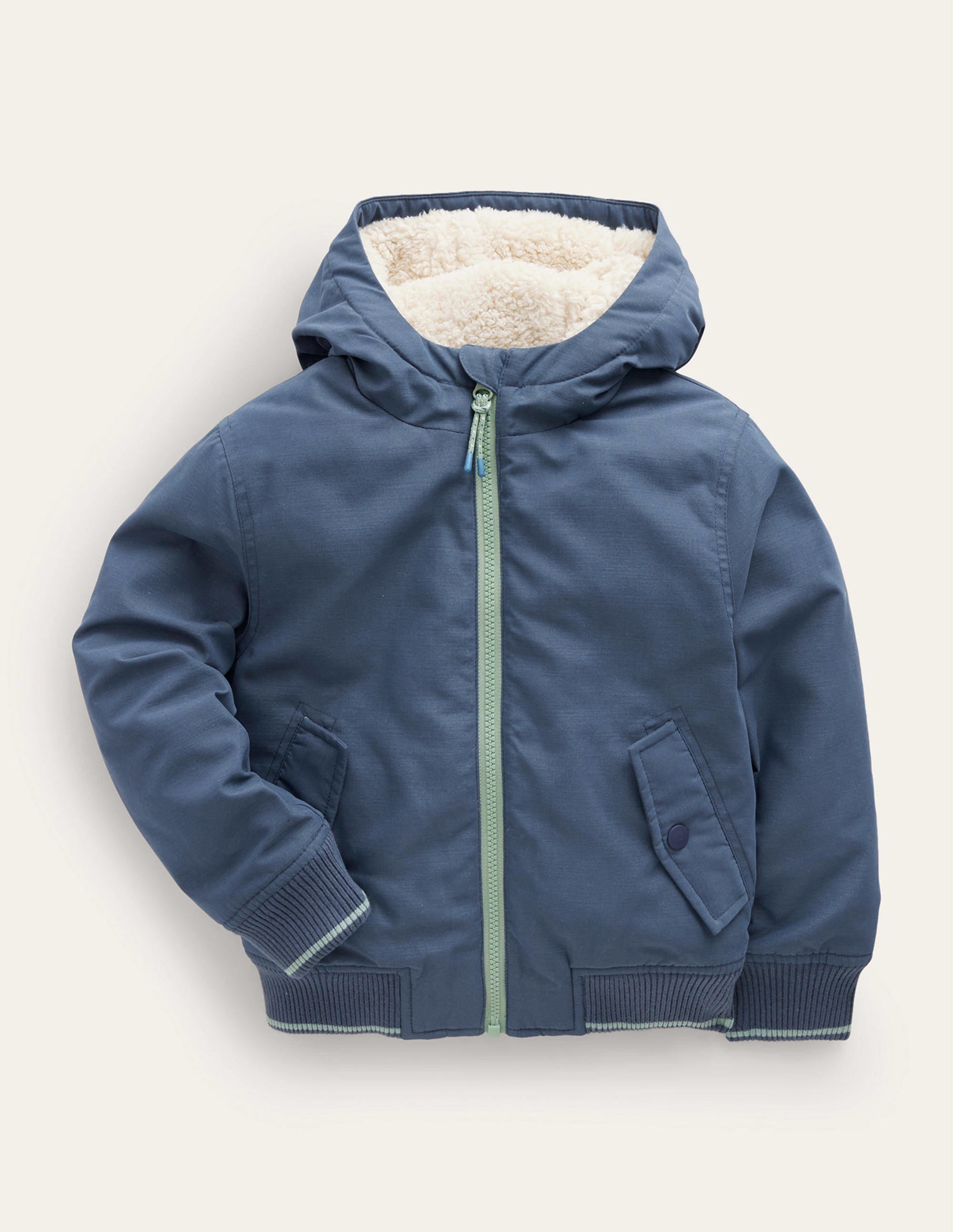 Hooded Lined Bomber Jacket-Robot Blue - Image 1