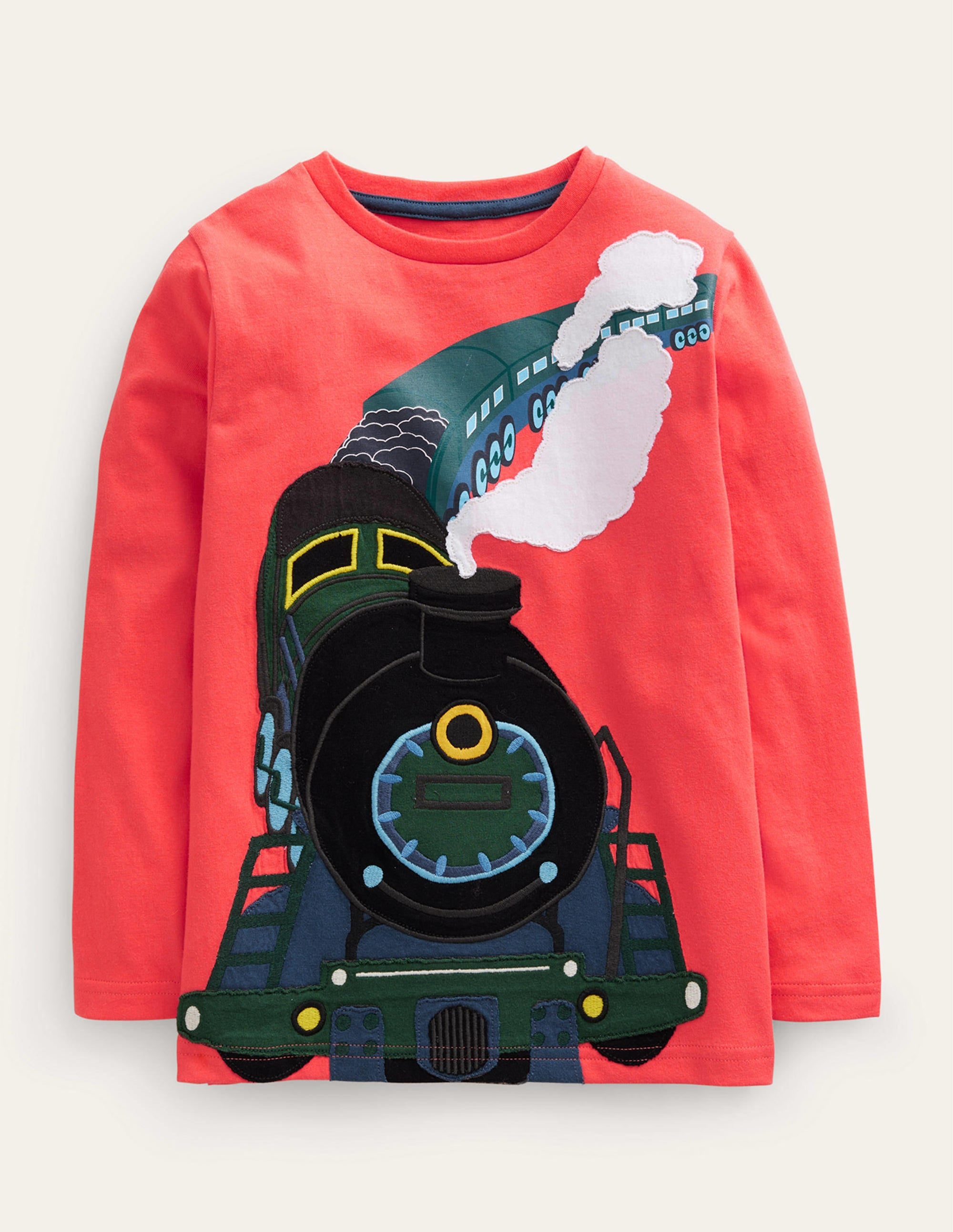 Train Appliqué Cotton T-Shirt-Hot Pepper - Image 1