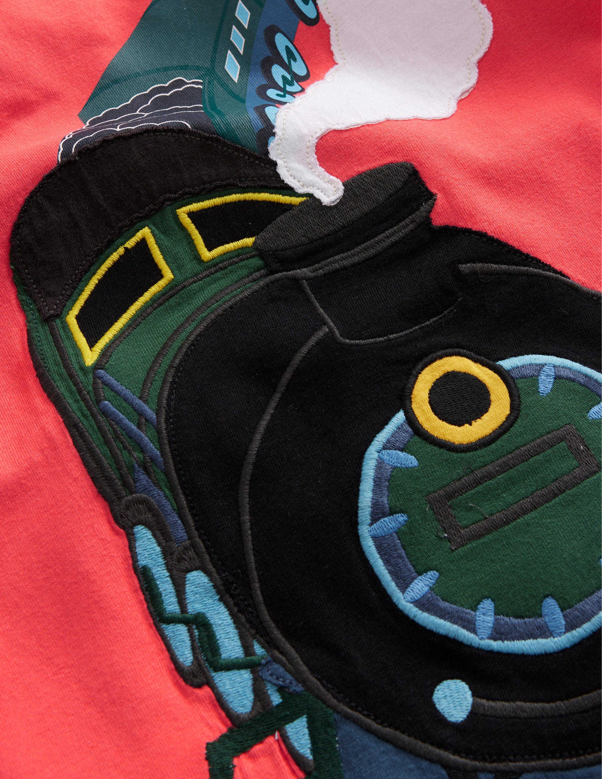 Train Appliqué Cotton T-Shirt-Hot Pepper - Image 3