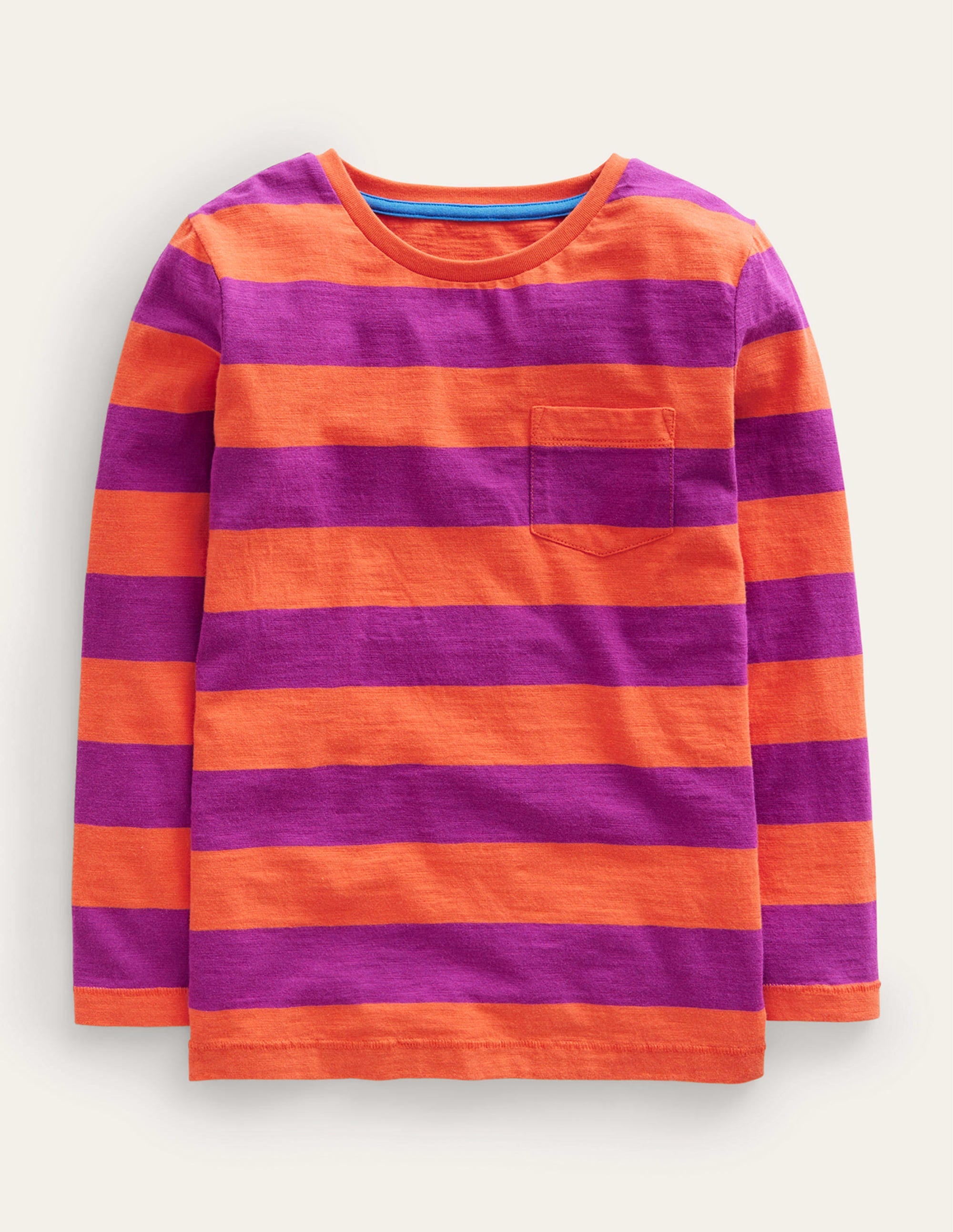Long-sleeved Washed T-shirt-Autumn Maple Orange/ Pink - Image 1