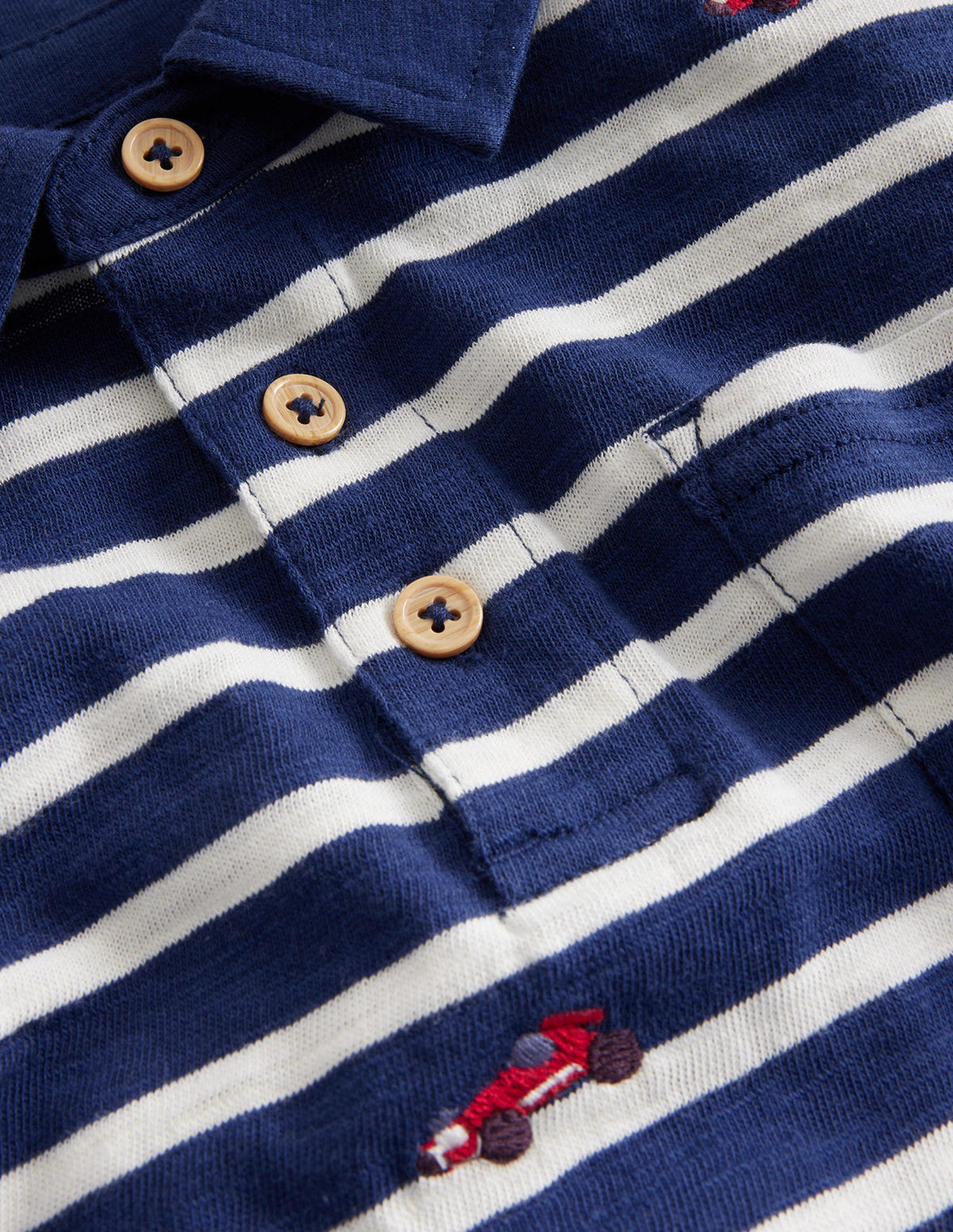 Embroidery Slub Polo-Ivory/Navy Cars-3