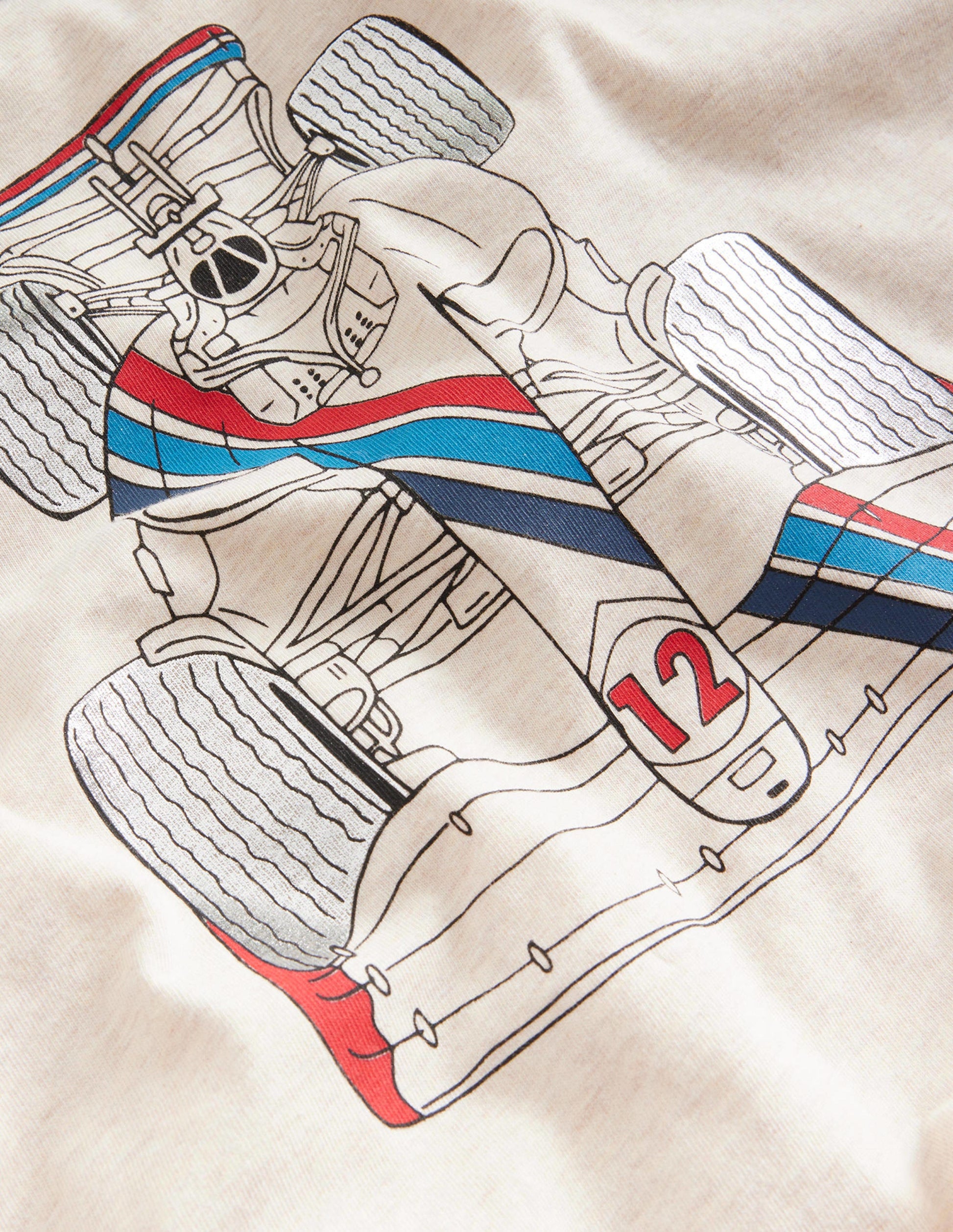 Printed Vehicle T-Shirt-Oatmeal Marl-3