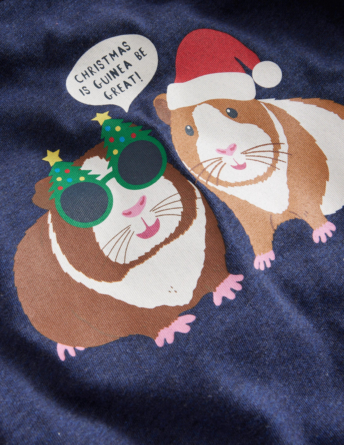 Christmas Guinea Pig Raglan-Rockabilly Red/Blue Marl - Image 3