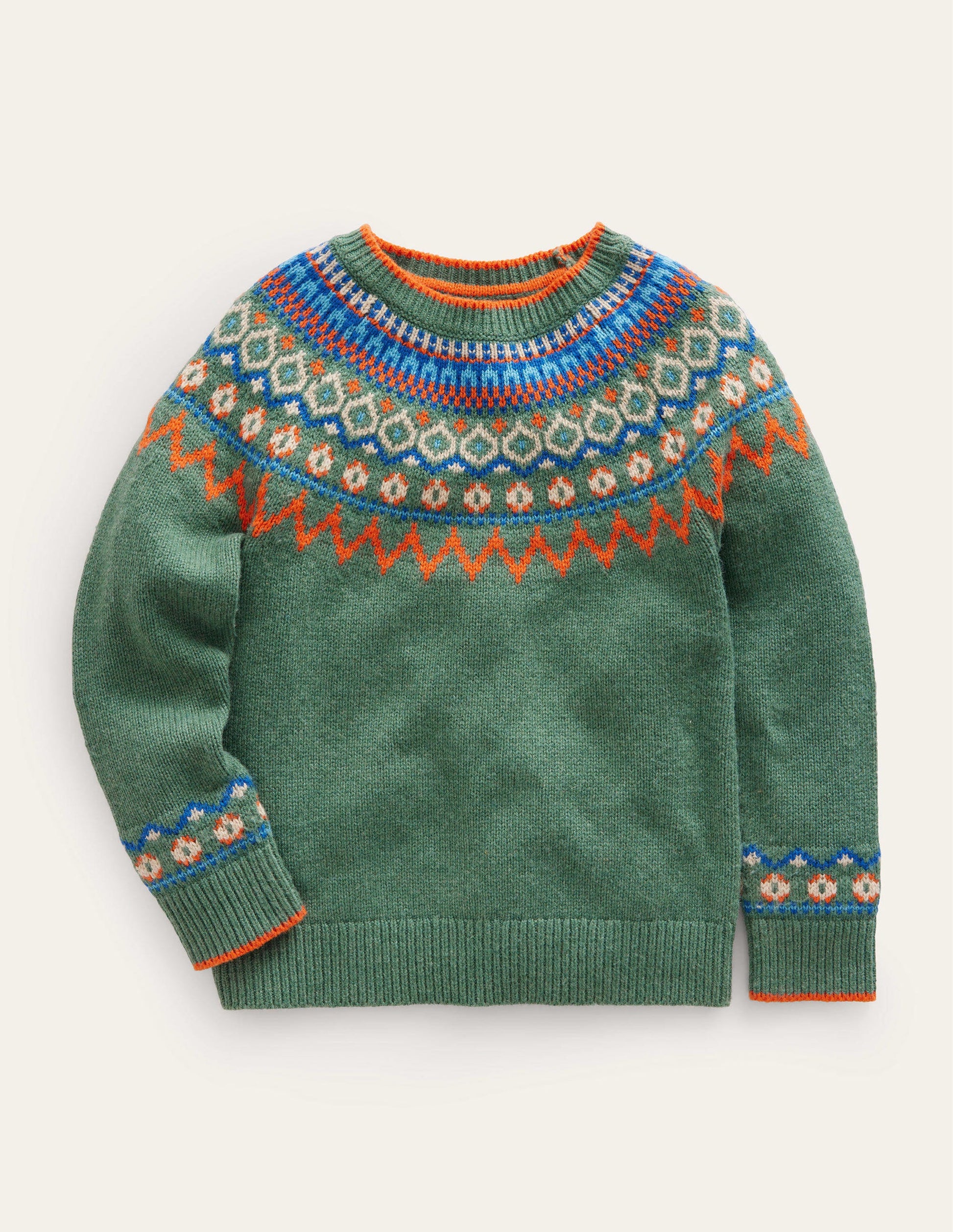 Graphic Fair Isle Sweater-Monster Green Marl-1