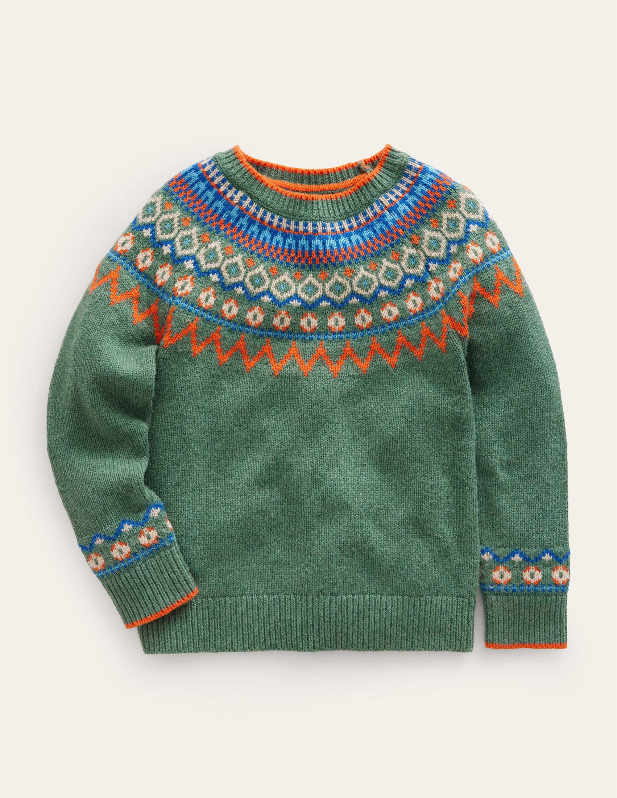 Graphic Fair Isle Sweater-Monster Green Marl - Image 1