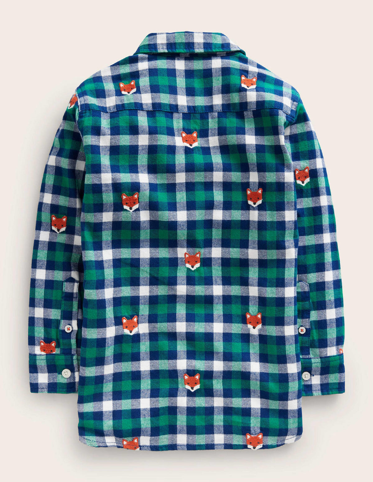 Embroidered Flannel Shirt-Gingham Fox-2