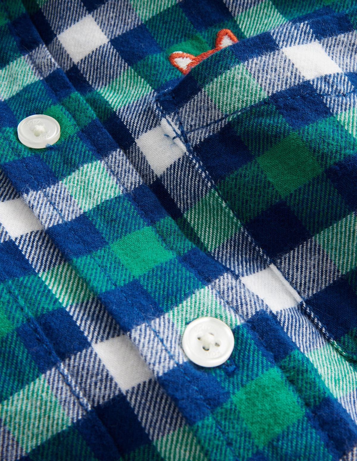 Embroidered Flannel Shirt-Gingham Fox-3