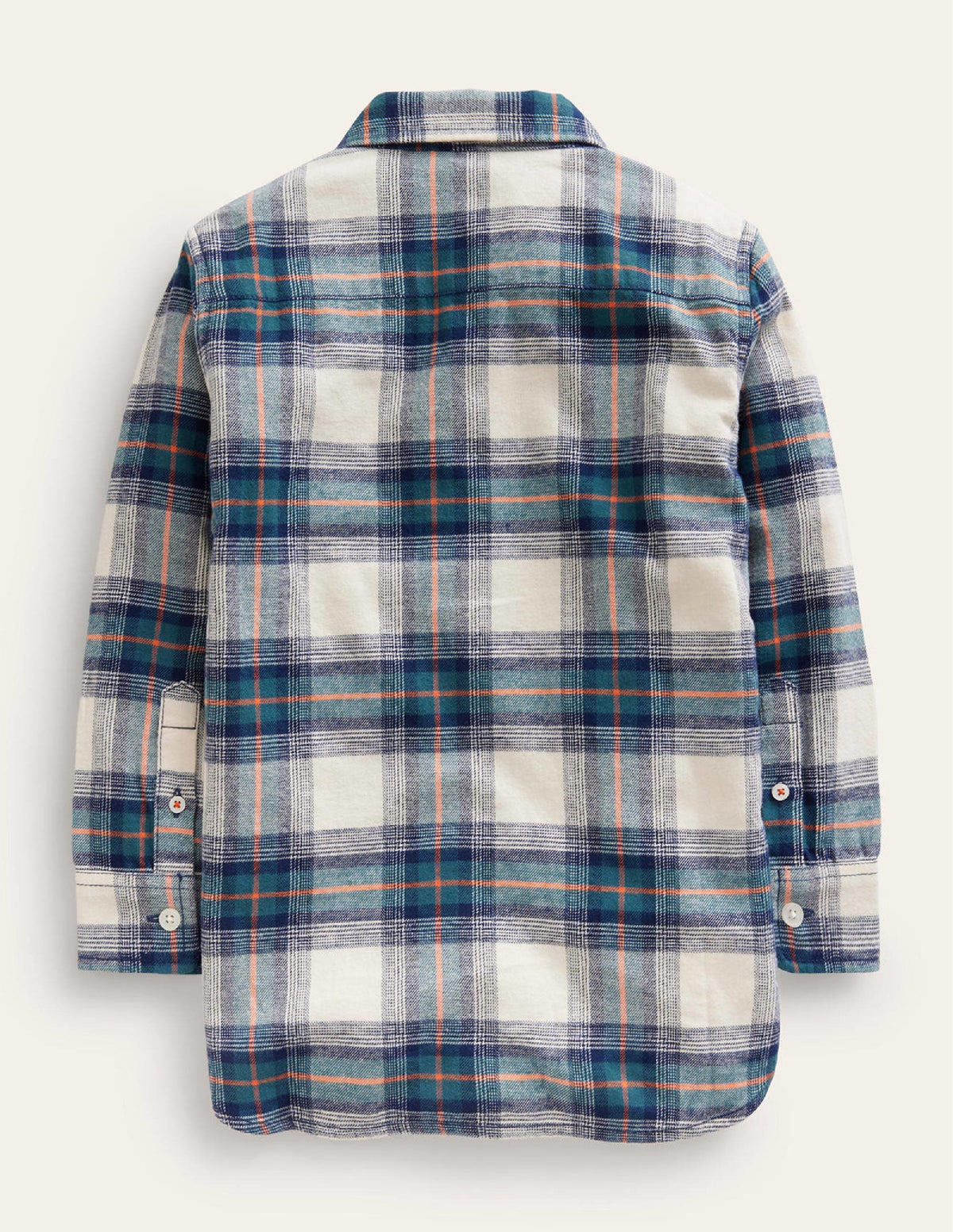 Brushed Flannel Shirt-Navy / Teal / Orange Check - Image 2