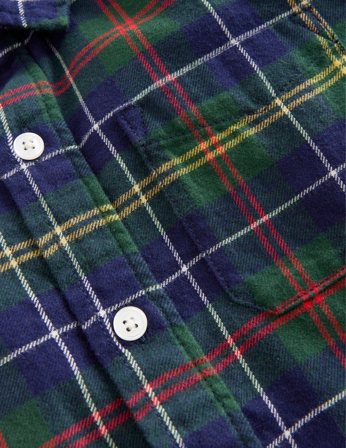 Brushed Flannel Shirt-Green / Navy / Yellow Check - Image 3