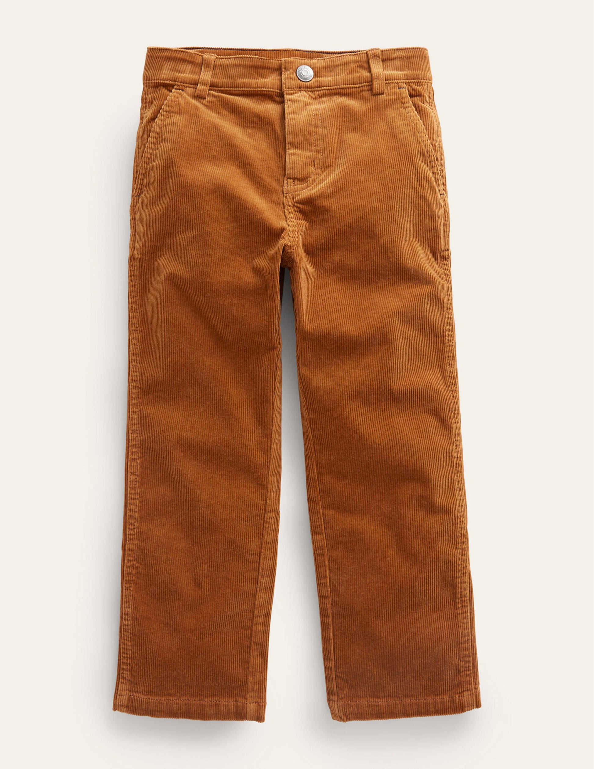 Straight Leg Cord Pants-Butterscotch Brown-1