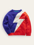 Lightning Bolt Sweater-Bluing/Dahlia Red