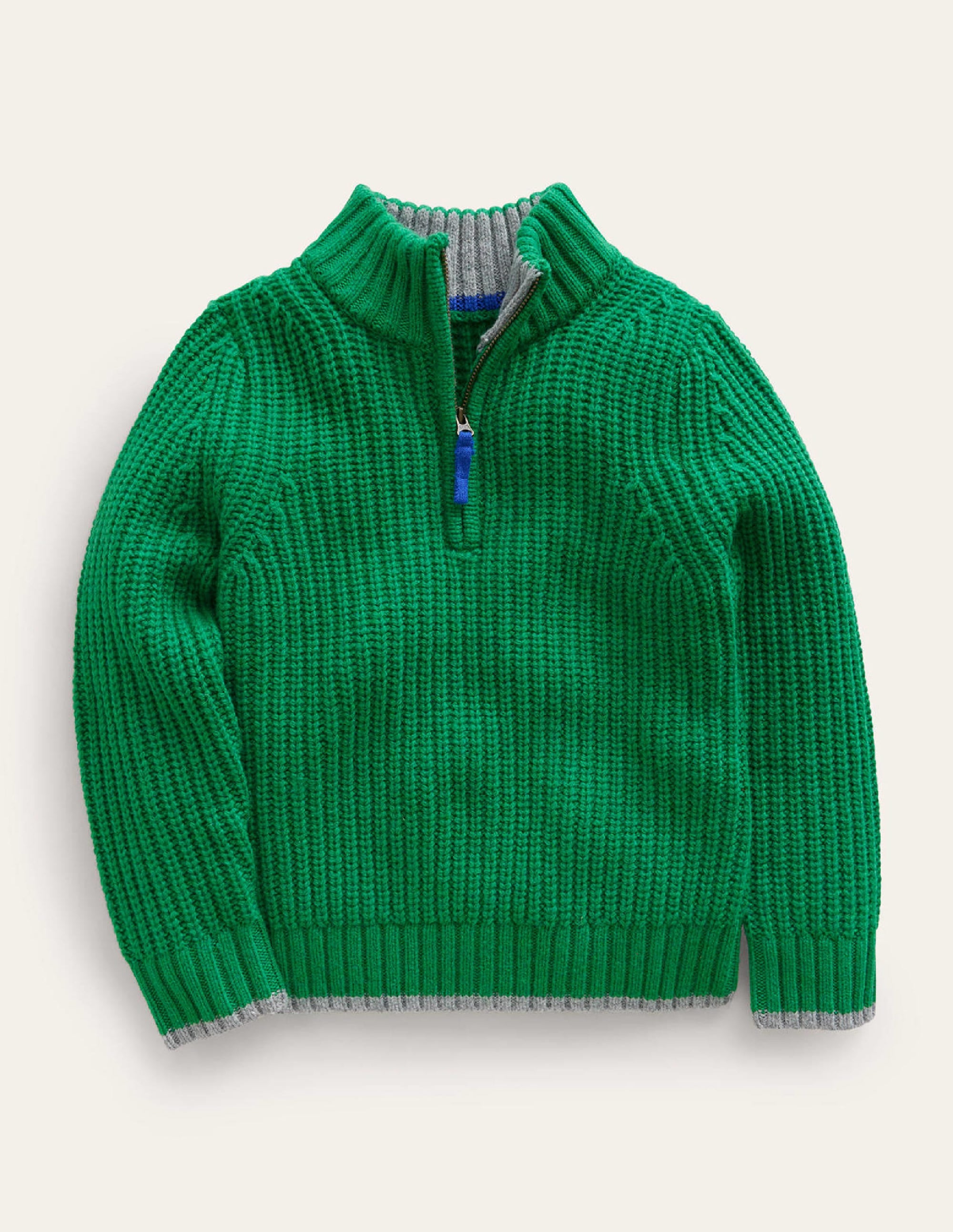 Chunky Half Zip Sweater-Deep Green - Image 1