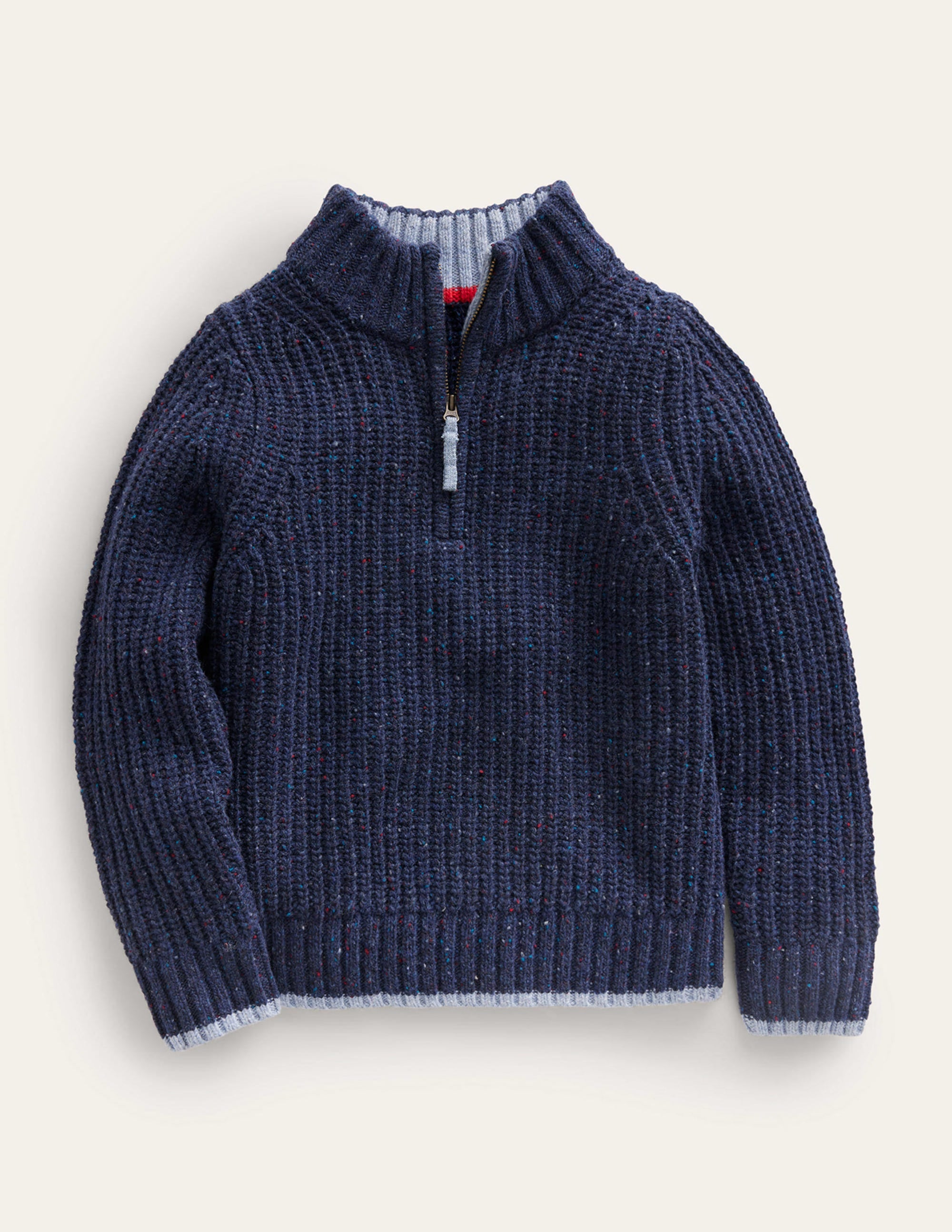 Chunky Half Zip Sweater-Navy Neps - Image 1