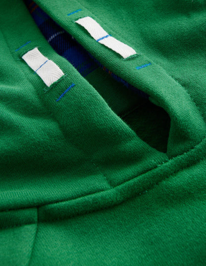 Checked Hoodie-Deep Green