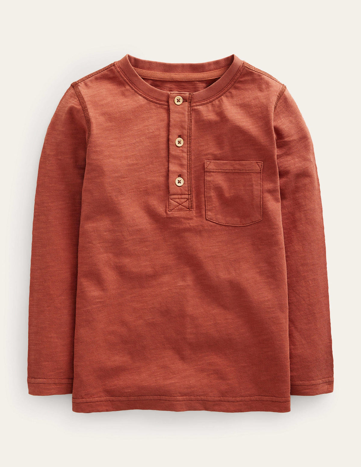 Long Sleeve Henley T-shirt-Red - Image 1