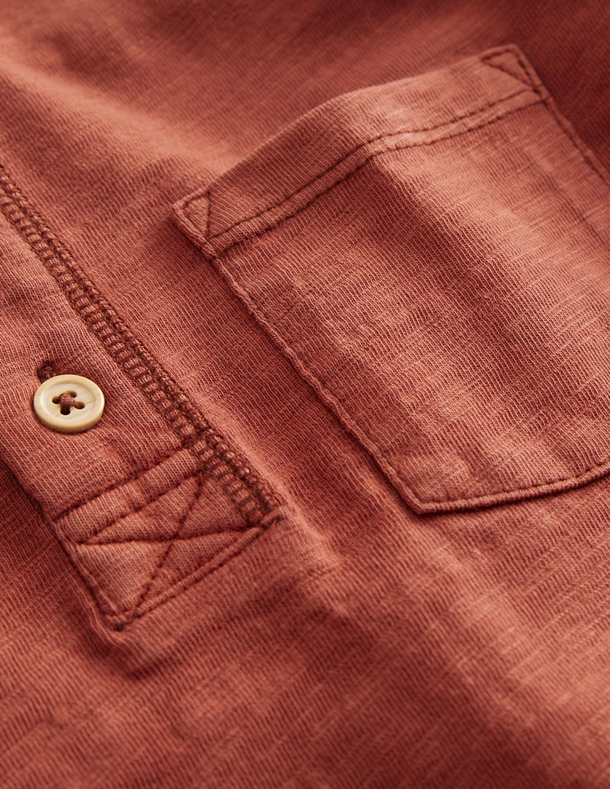 Long Sleeve Henley T-shirt-Red - Image 3