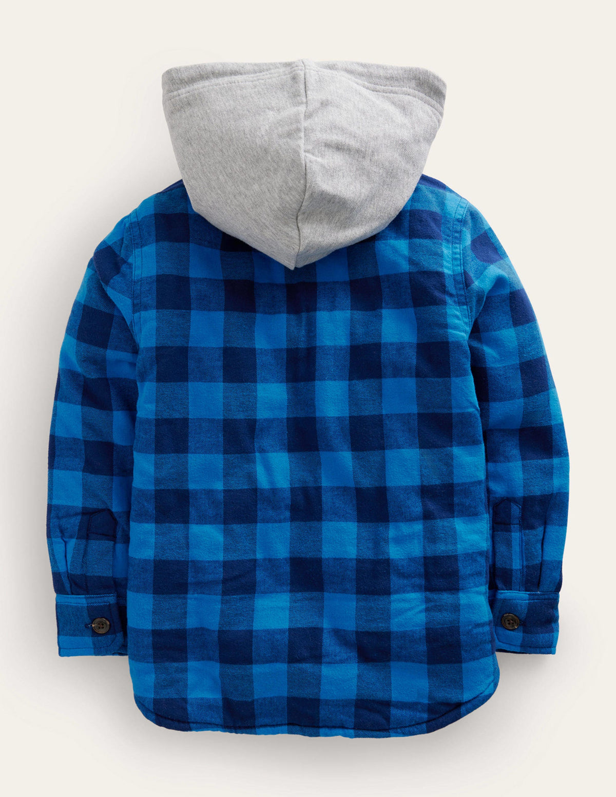 Hooded Borg Lined Jacket-Navy / Blue Gingham-2