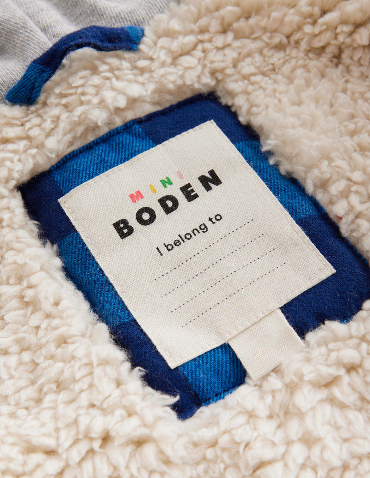 Hooded Borg Lined Jacket-Navy / Blue Gingham-4