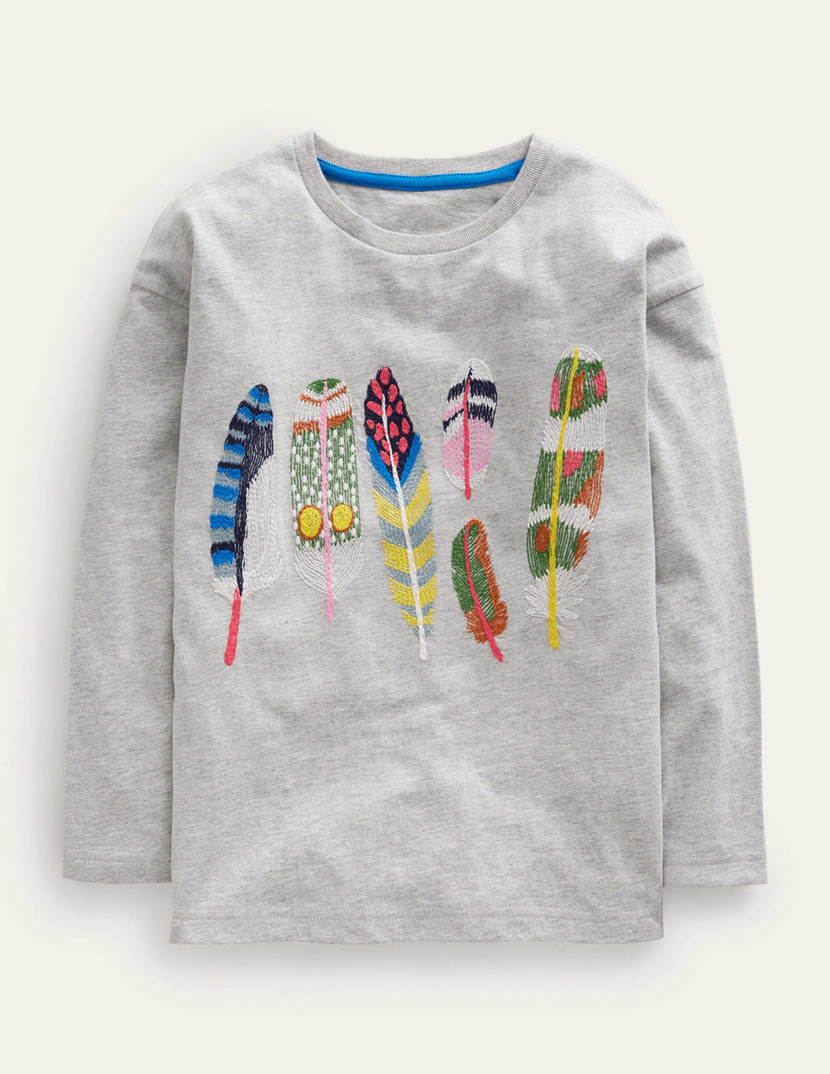 Feather Superstitch T-shirt-Grey Marl - Image 1