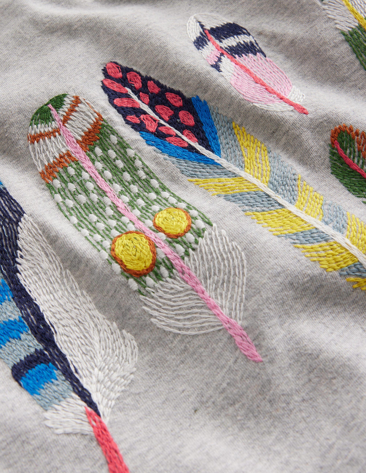 Feather Superstitch T-shirt-Grey Marl - Image 3