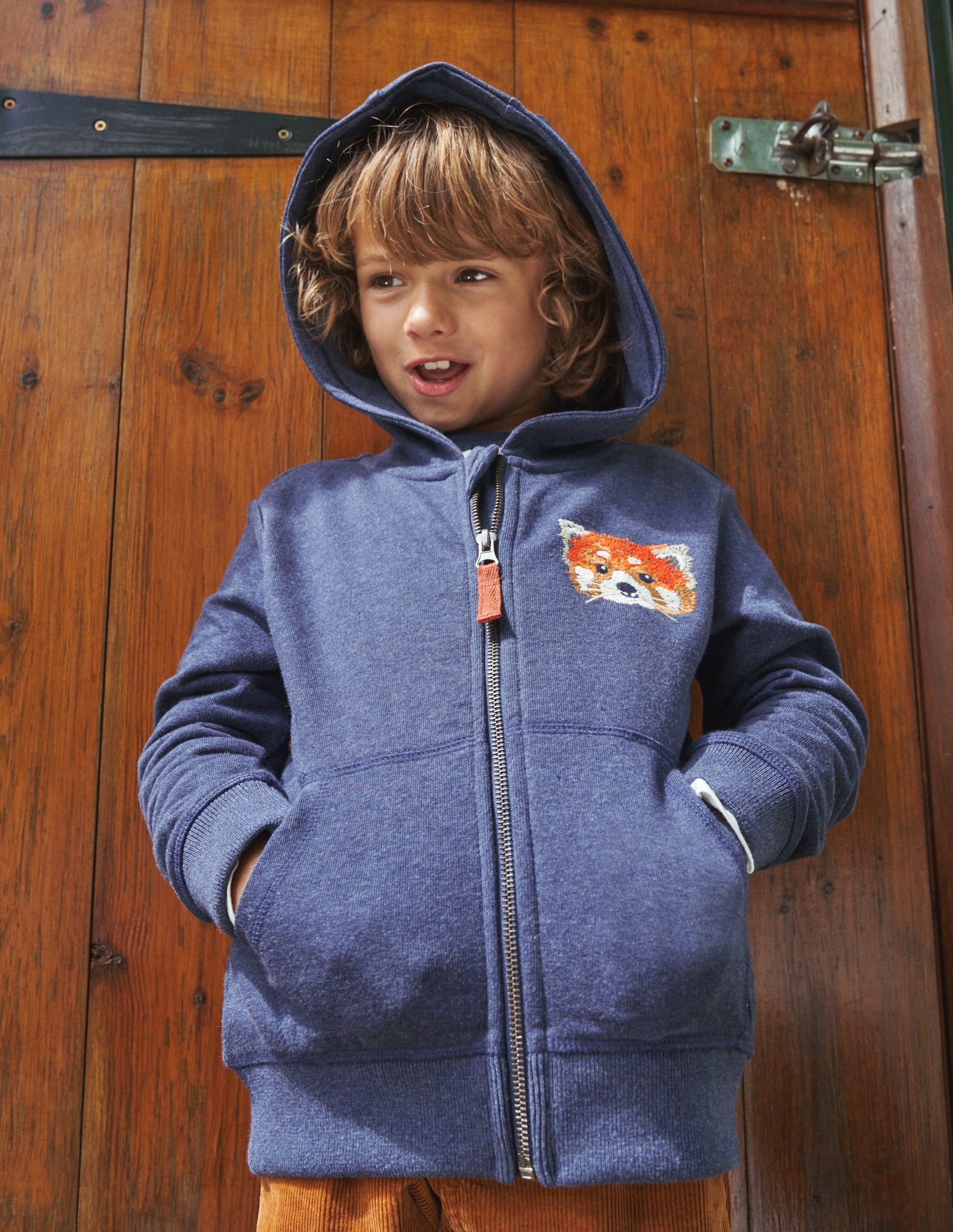 Animal Zip-Through Hoodie-Blue Marl Panda-4