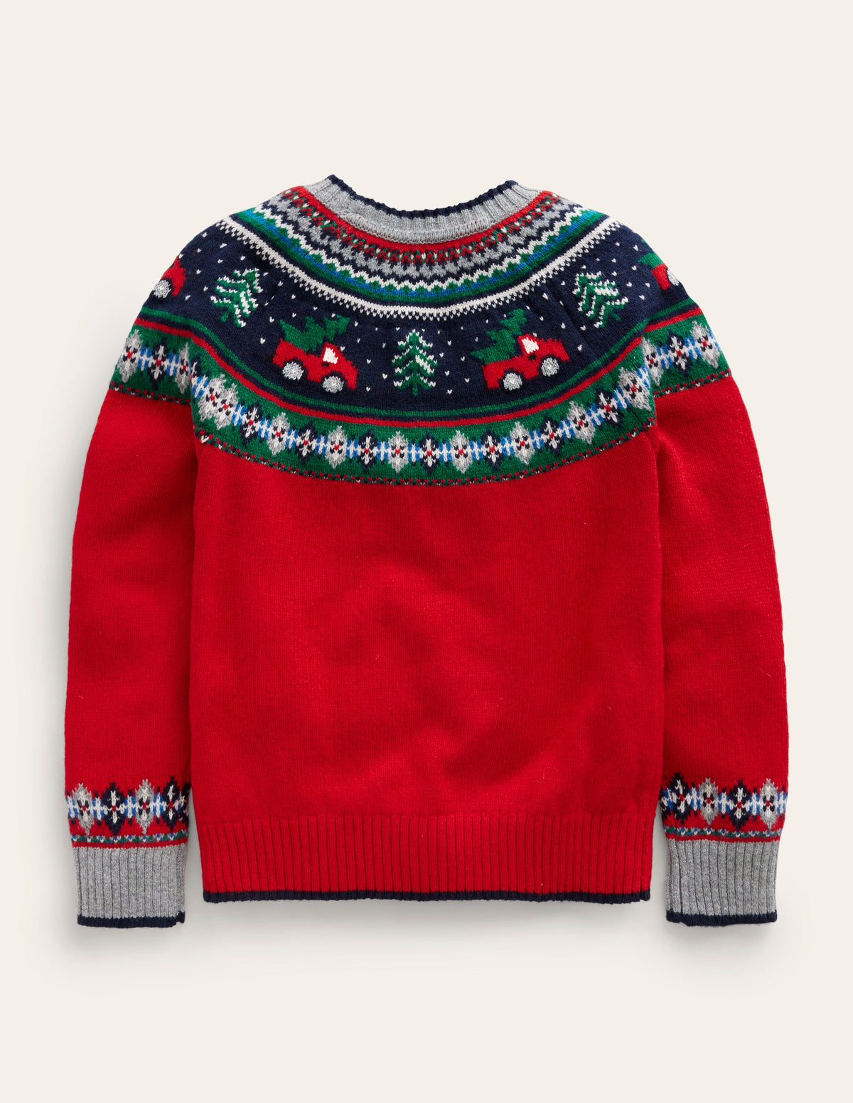 Novelty Fair Isle Sweater-Brilliant Red Trees - Image 2