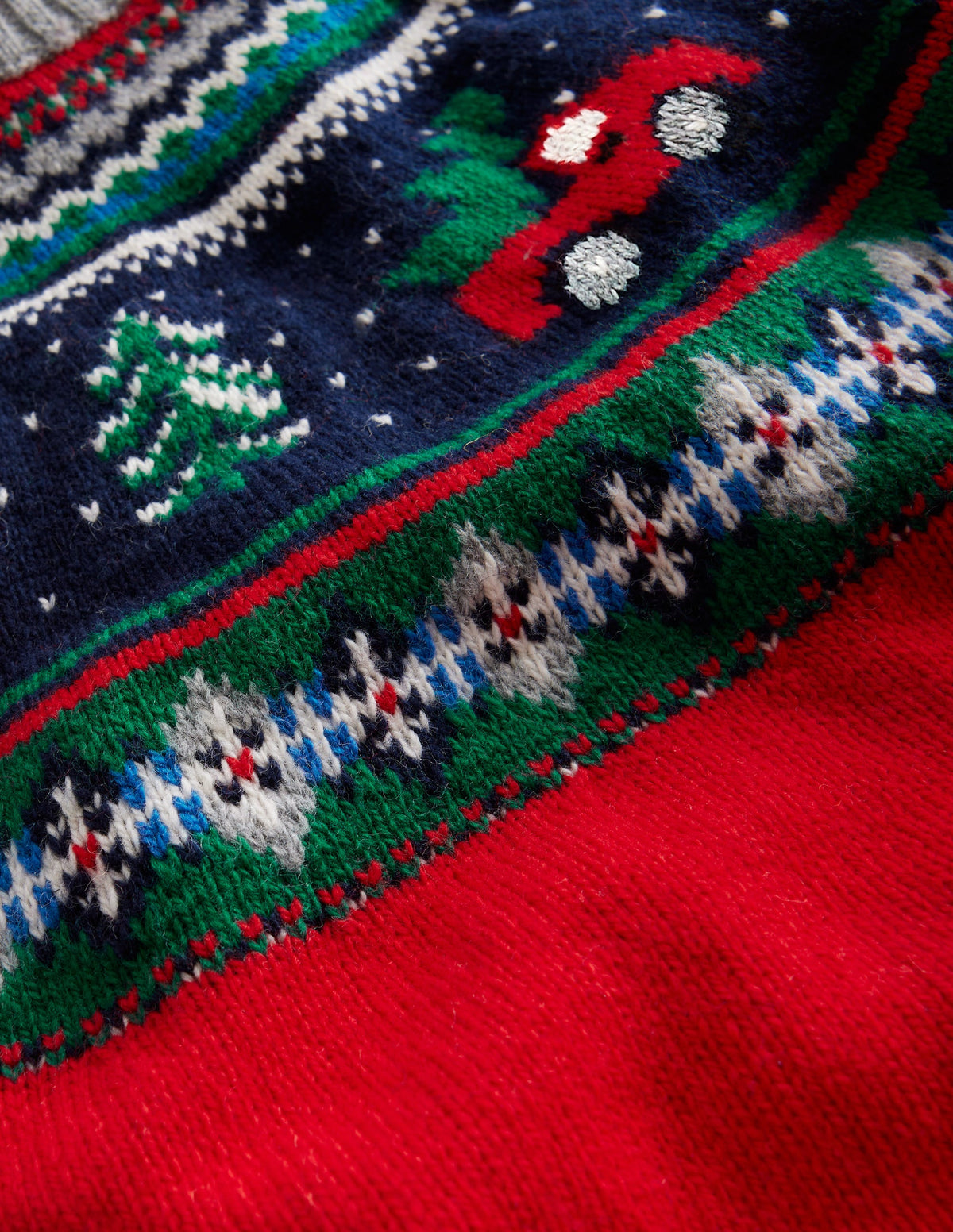 Novelty Fair Isle Sweater-Brilliant Red Trees - Image 3