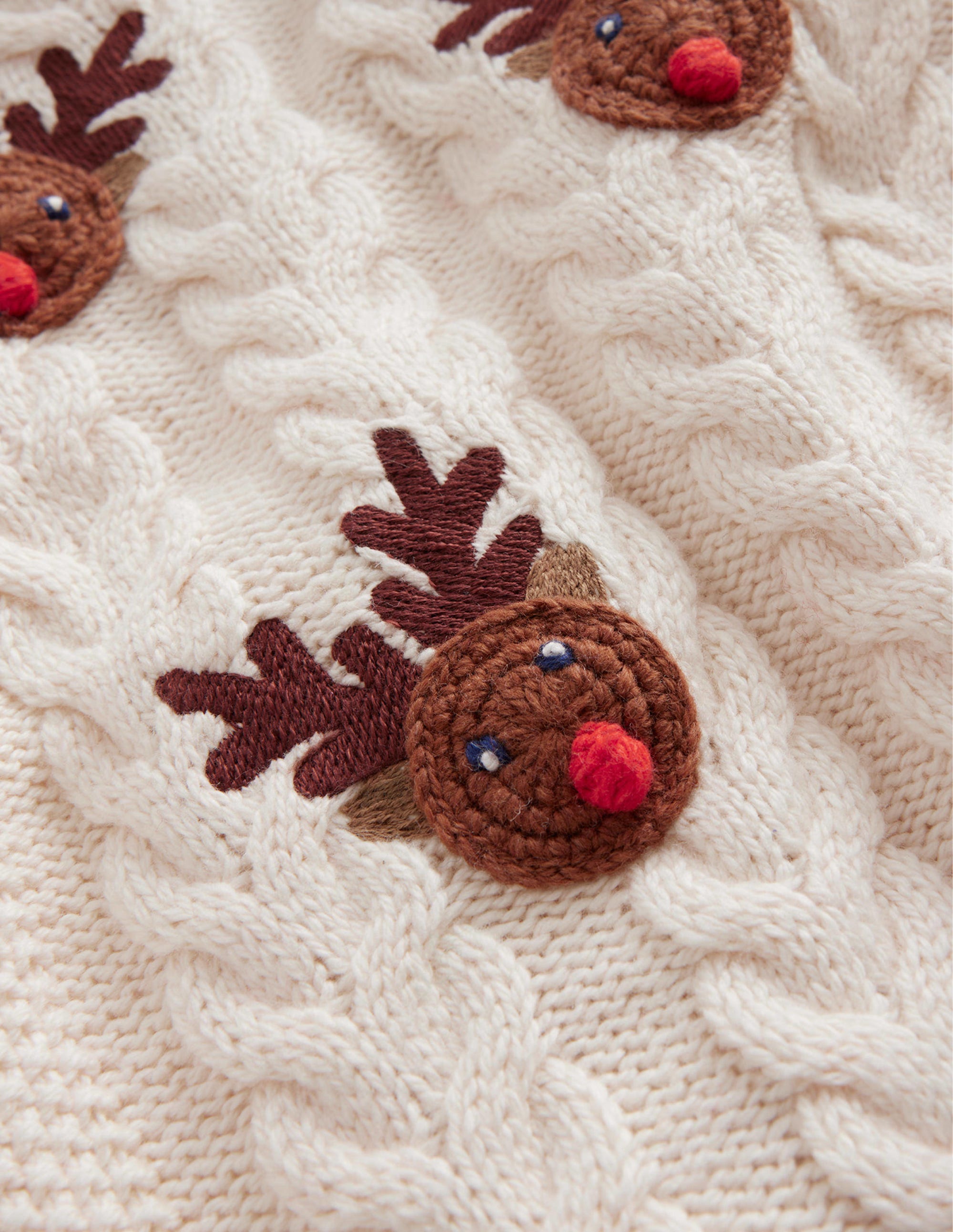 Rudolph Pom Pom Sweater-Ecru Marl - Image 3